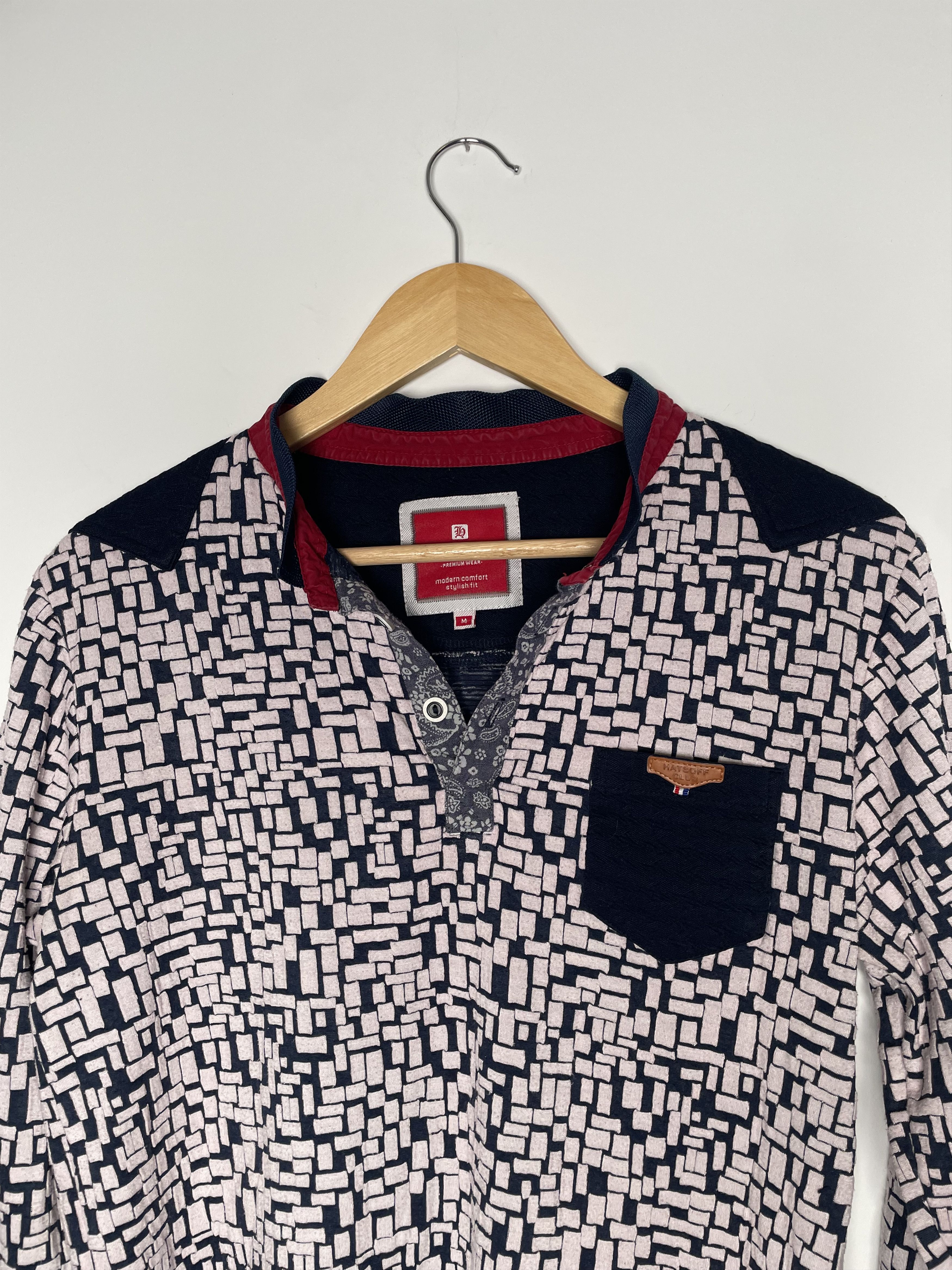 Hats Off Club Long Sleeve Geometric Polo M