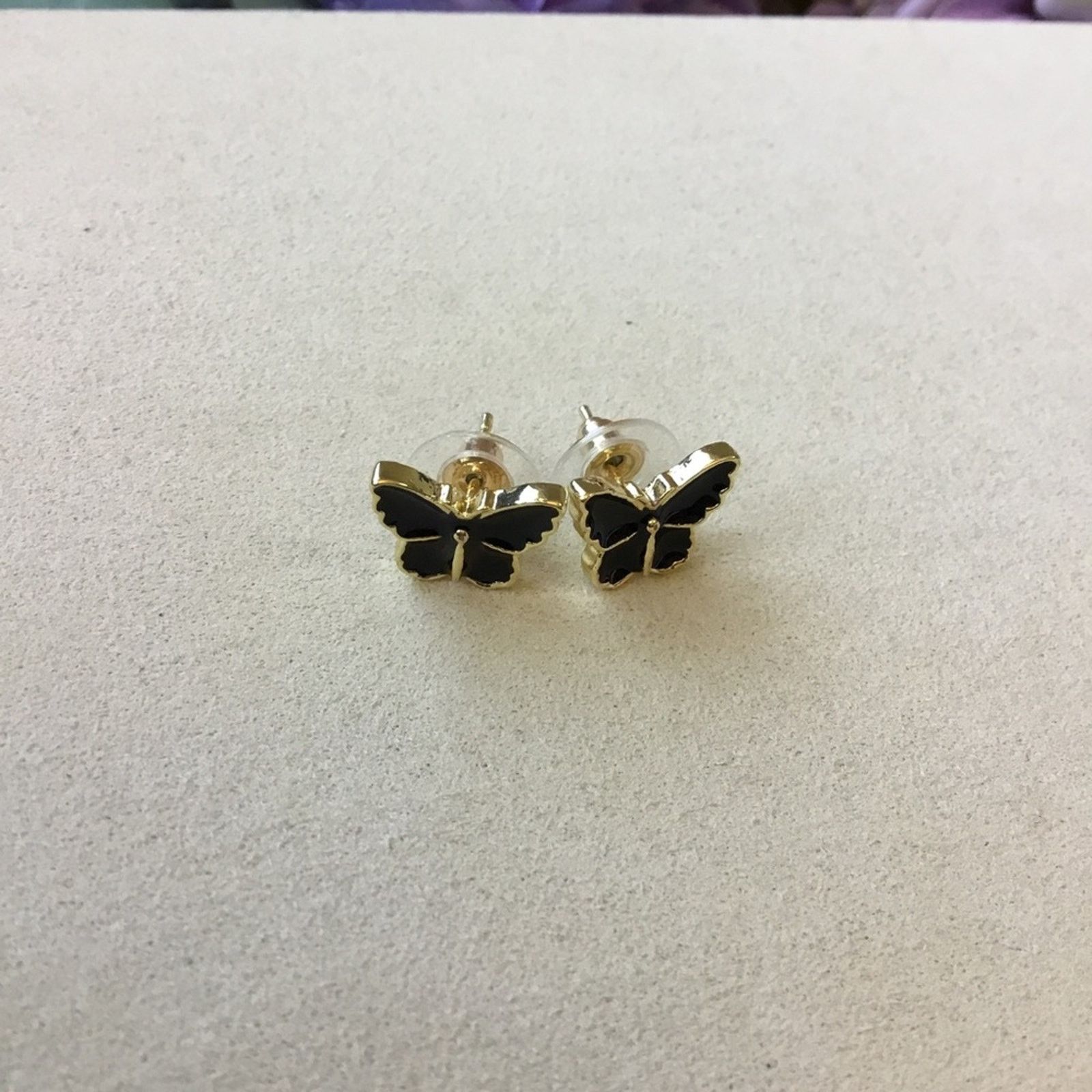 Other Gold & Black Butterfly Shaped Stud Earrings Size ONE SIZE - 6 Thumbnail