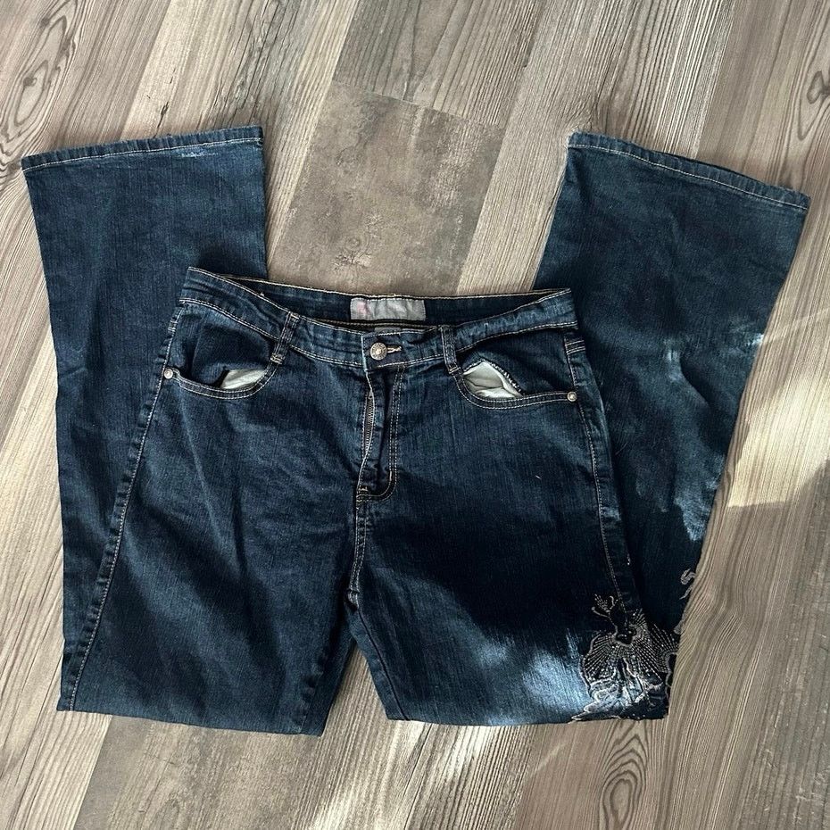 Other cos jeans dark blue floral embroidered jeans Size 32" / US 10 / IT 46 - 1 Thumbnail