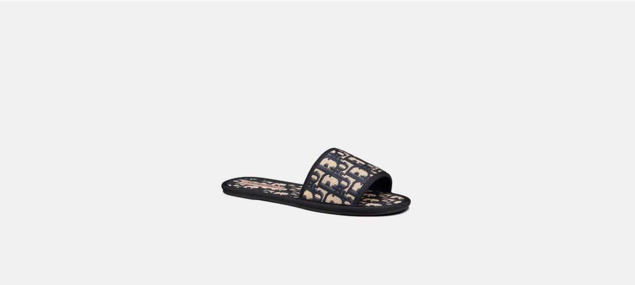 Dior o1w1db10724 Dior Chez Moi Slides in Deep Blue / Beige Size US 6 / IT 36 - 2 Thumbnail