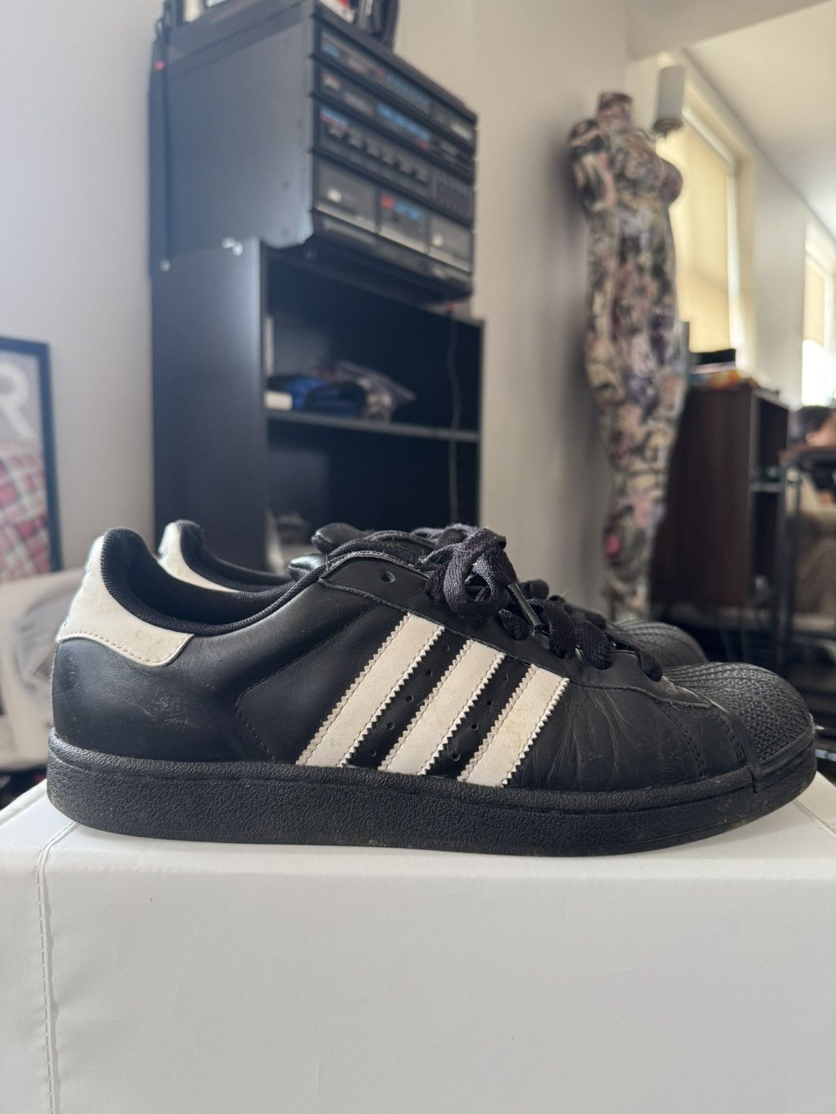 Adidas Black and white Adidas Superstar shell toes Size US 9.5 / EU 42-43 - 2 Thumbnail