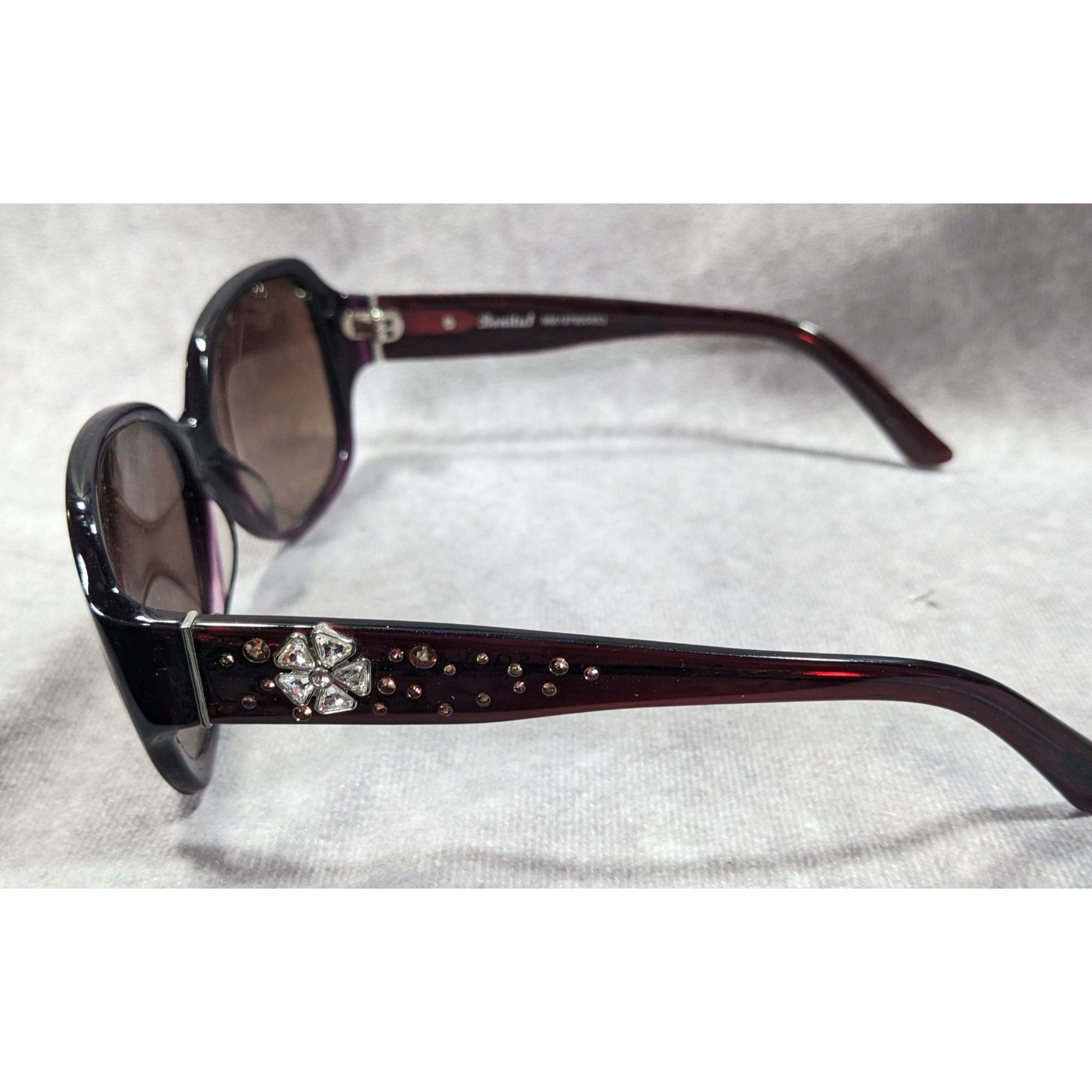 Other Solvari Bonita1 Purple Floral Rhinestone Retro Sunglasses Size ONE SIZE - 4 Thumbnail