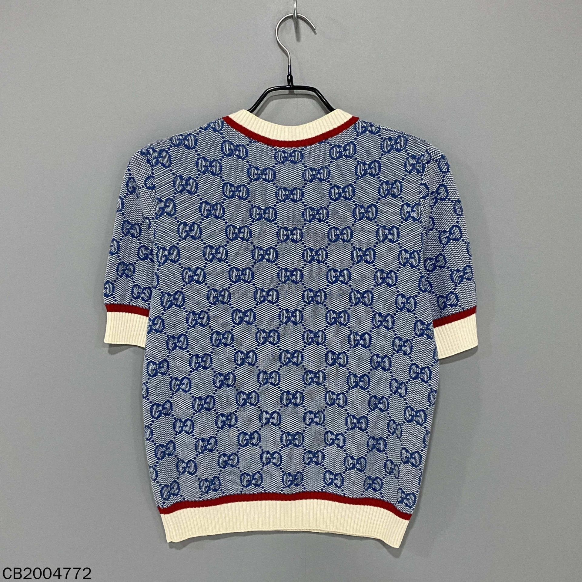 Gucci GUCCI Mist Blue All-Over Print Knit Short-Sleeve M Size M / US 6-8 / IT 42-44 - 3 Thumbnail
