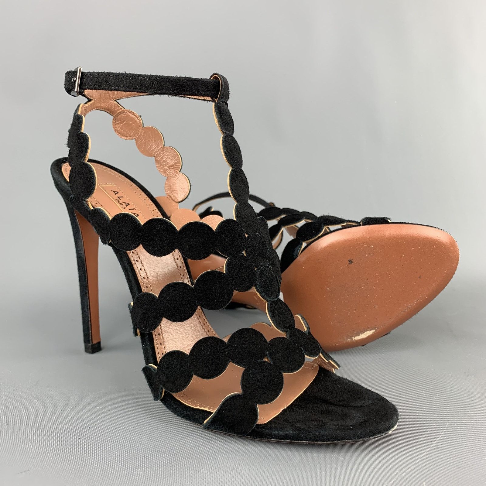 Alaia ALAIA Size 8 Black Suede Laser Cut Strappy Sandals Size US 8 / IT 38 - 3 Thumbnail