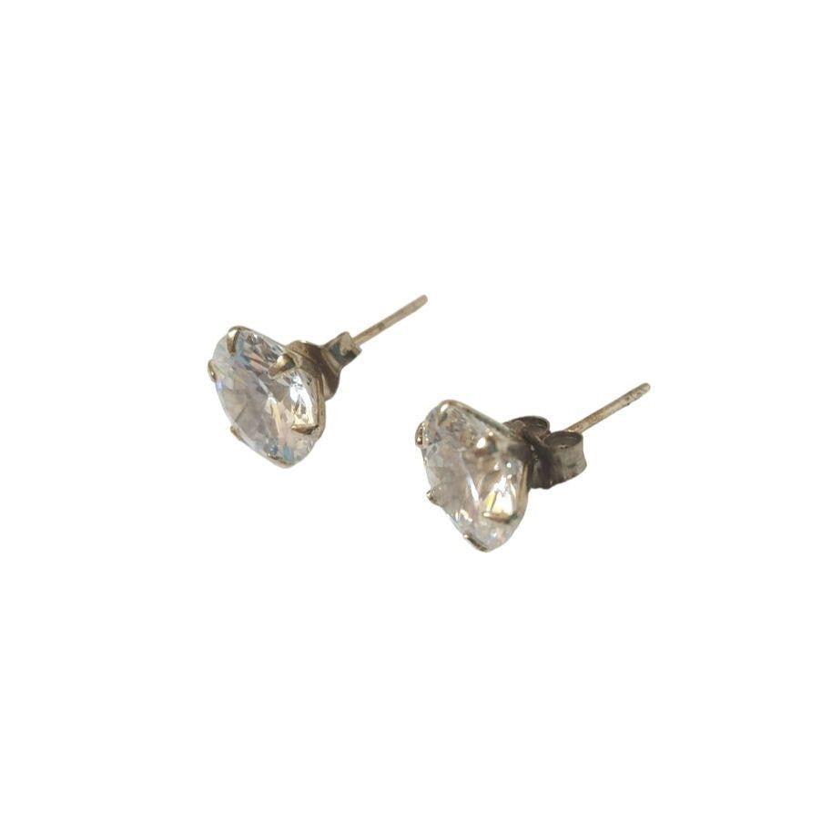 The Unbranded Brand Round Cut CZ Cubic Zirconia Stud Earrings Sterling Silver Size ONE SIZE - 3 Thumbnail