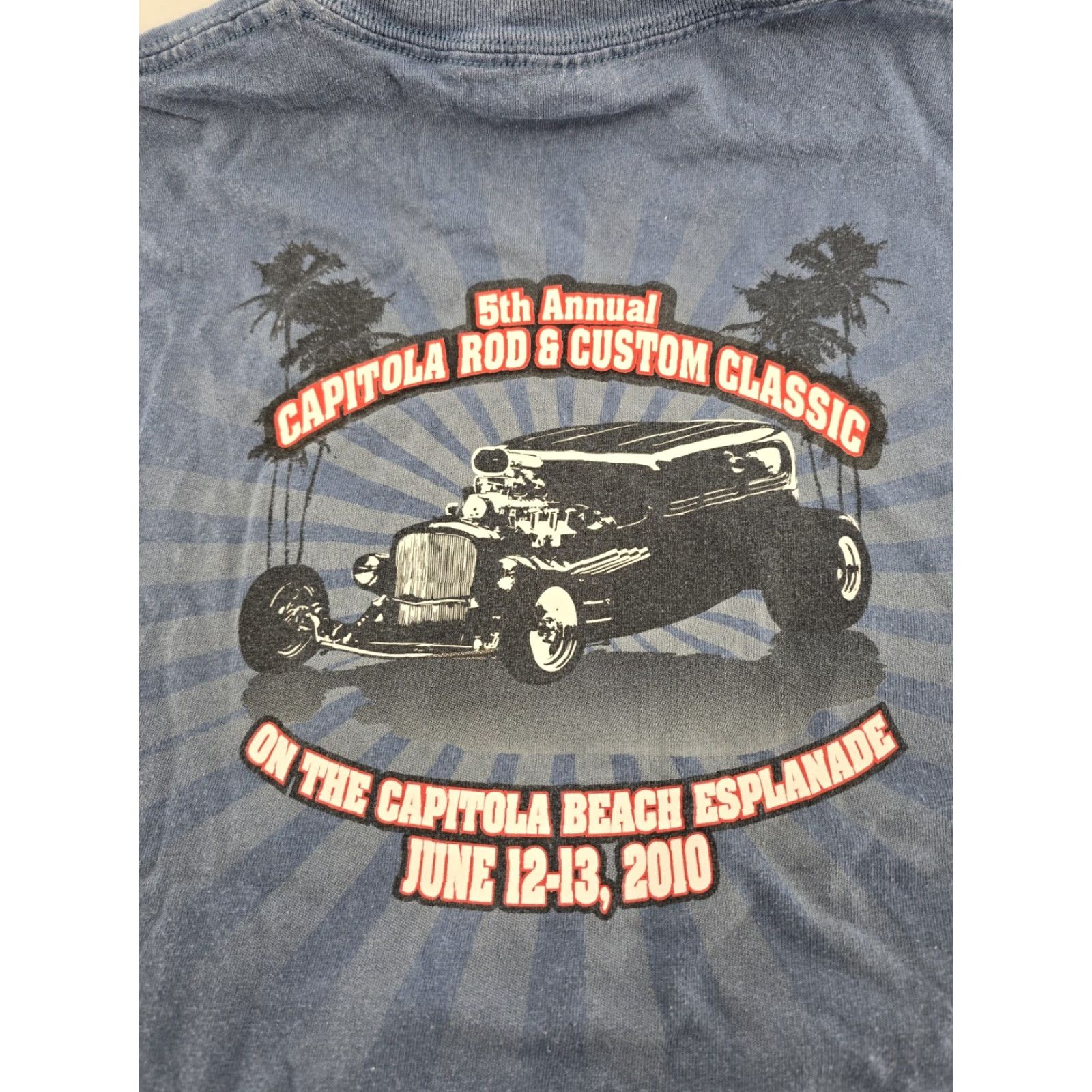 Vintage Vtg Capitola Rod & Custom Classic T Shirt 5th Annual Size 2XL Blue Front + Back Mens 90s N/A? Size US XXL / EU 58 / 5 - 7 Thumbnail