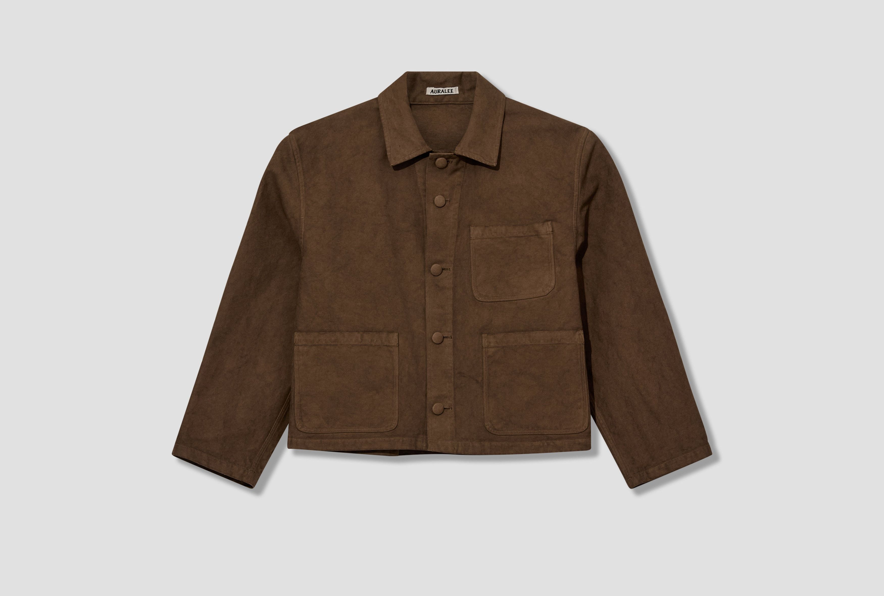Auralee Garment-Dyed Organic Cotton Heavy Twill Jacket Dark in Brown, Men's (Size S)