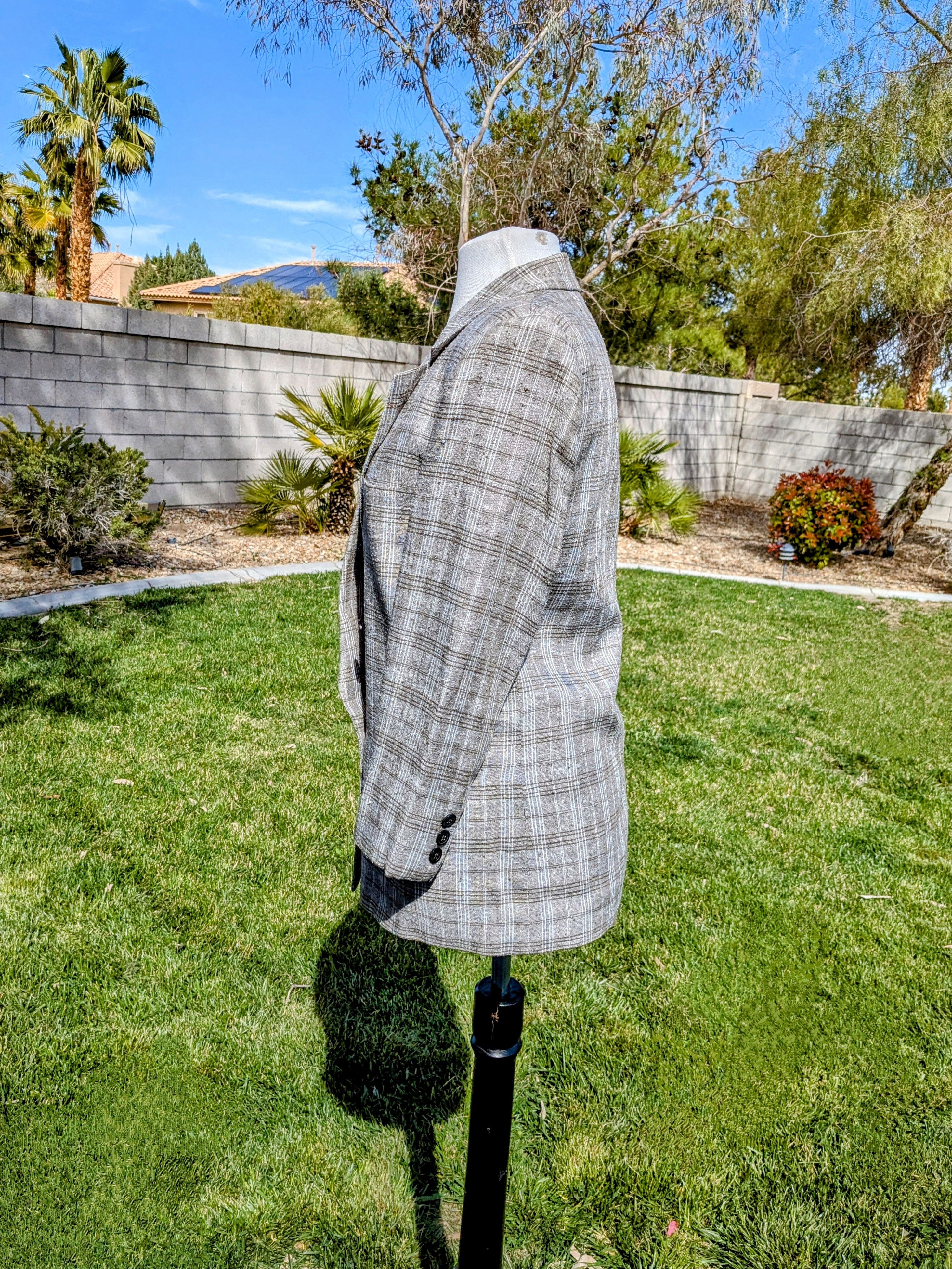 Designer Traders Point Plaid Blazer Double Breasted Pockets Longline Size M / US 6-8 / IT 42-44 - 3 Thumbnail