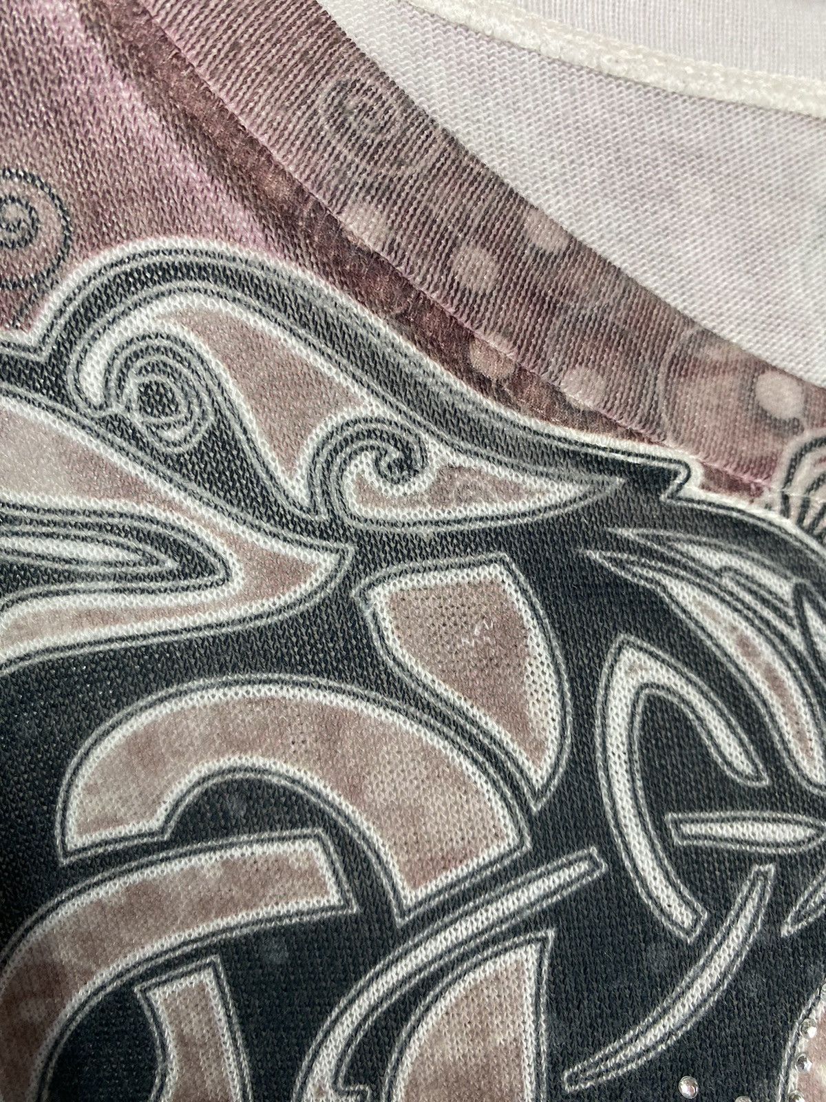 Vintage Y2K Davida Rhinstone Cross Tribal Graphic Mesh Long Sleeve Size L / US 10 / IT 46 - 5 Thumbnail