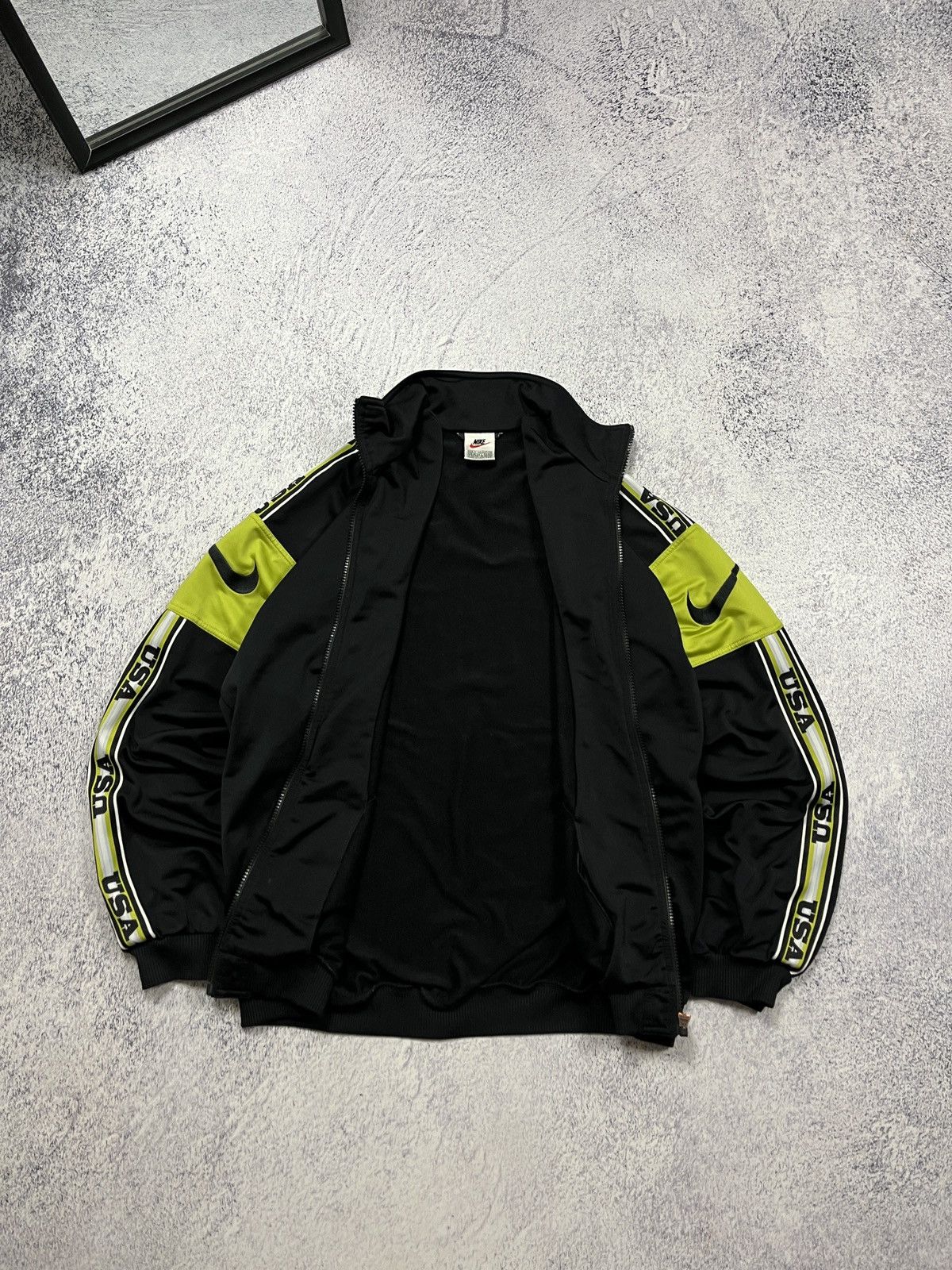 Nike × Vintage Vintage Nike 90s Big Swoosh USA Lampas Track Jacket Rare Y2k Size US M / EU 48-50 / 2 - 5 Thumbnail