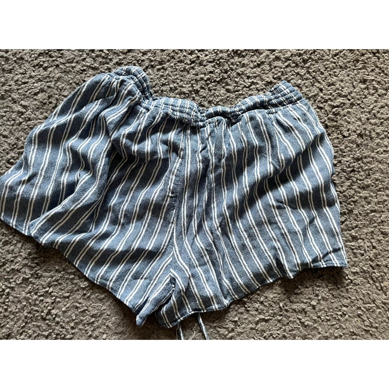 American Eagle Outfitters American Eagle Outfitters Shorts Women's XS Multicolor Blue White Stripe Elastic Waist Tasseled 2" Inseam 90s Bohemian Beach Womens Size 26" / US 2 / IT 38 - 3 Thumbnail