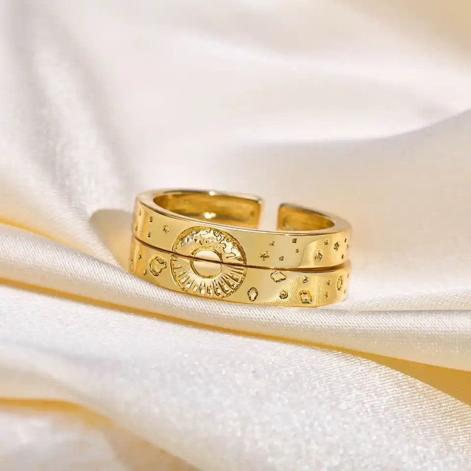 Other Sun and Moon Stars Couple Rings Size ONE SIZE - 1 Thumbnail