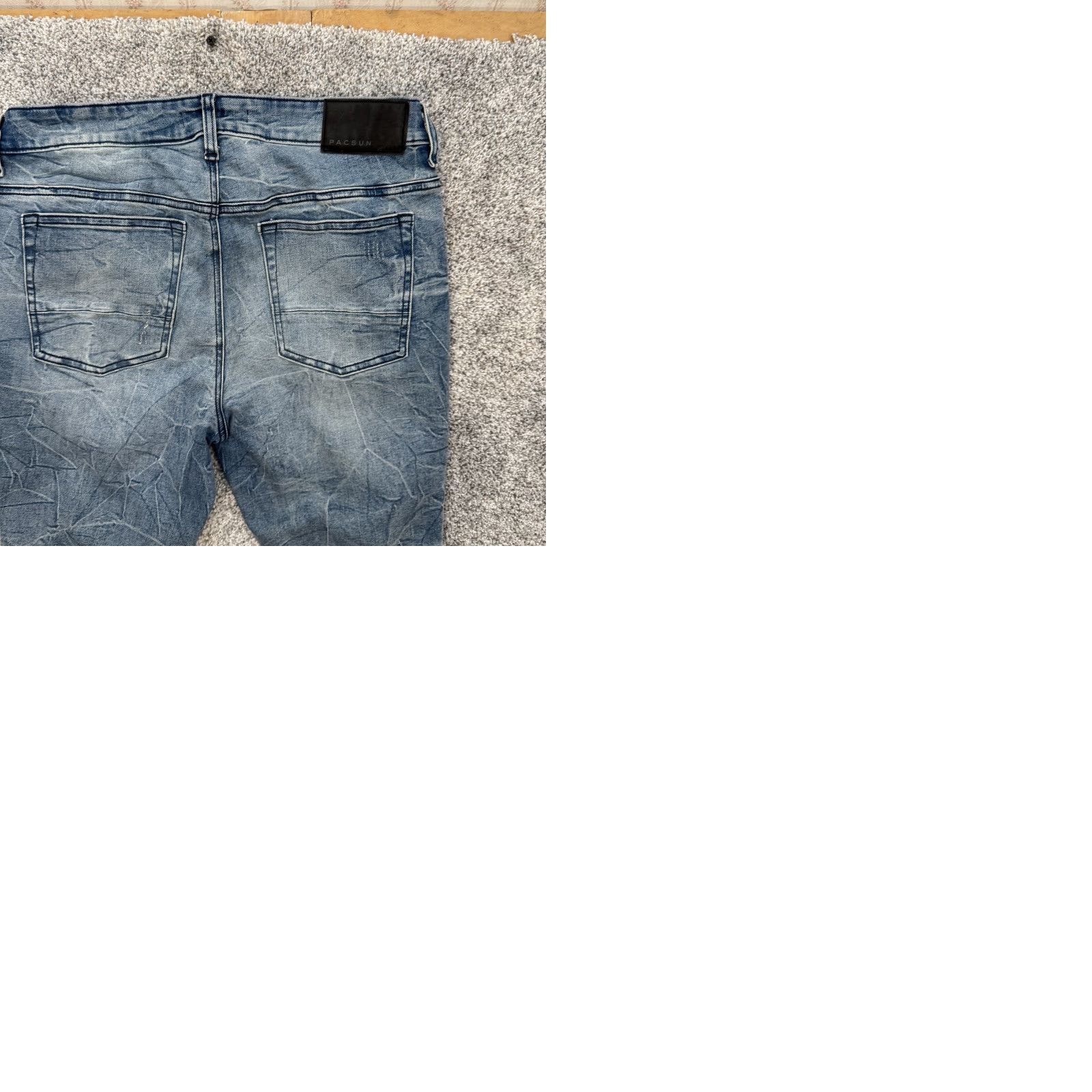 Pacsun Pacsun Stacked Skinny Jeans Mens 32x32 Blue Distressed Stretch Denim Pants Size US 32 / EU 48 - 9 Thumbnail