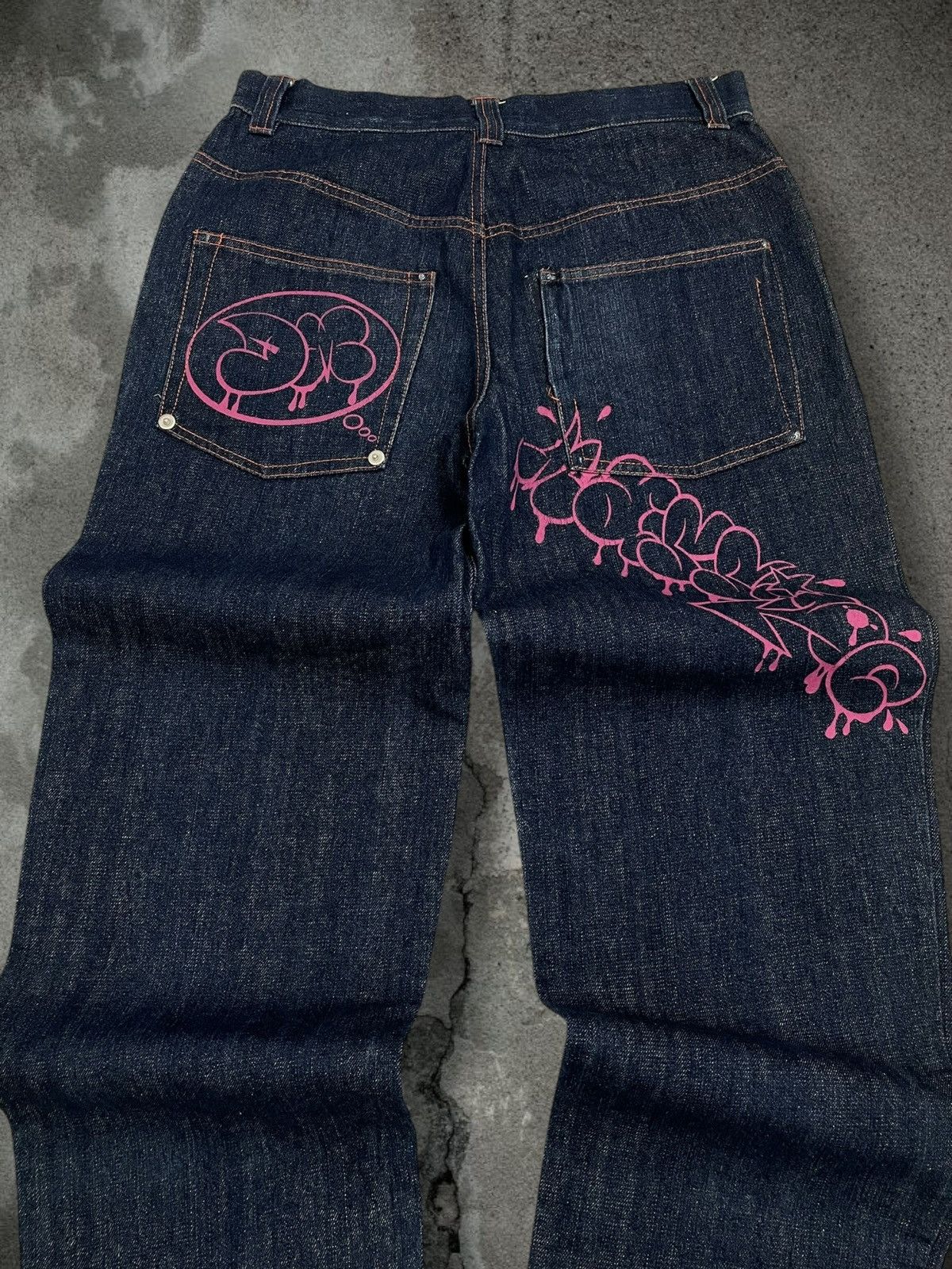 Japanese Brand Vintage Og 1990s Japan Designer Octopus Graffiti Baggy Denim Size US 31 - 12 Thumbnail