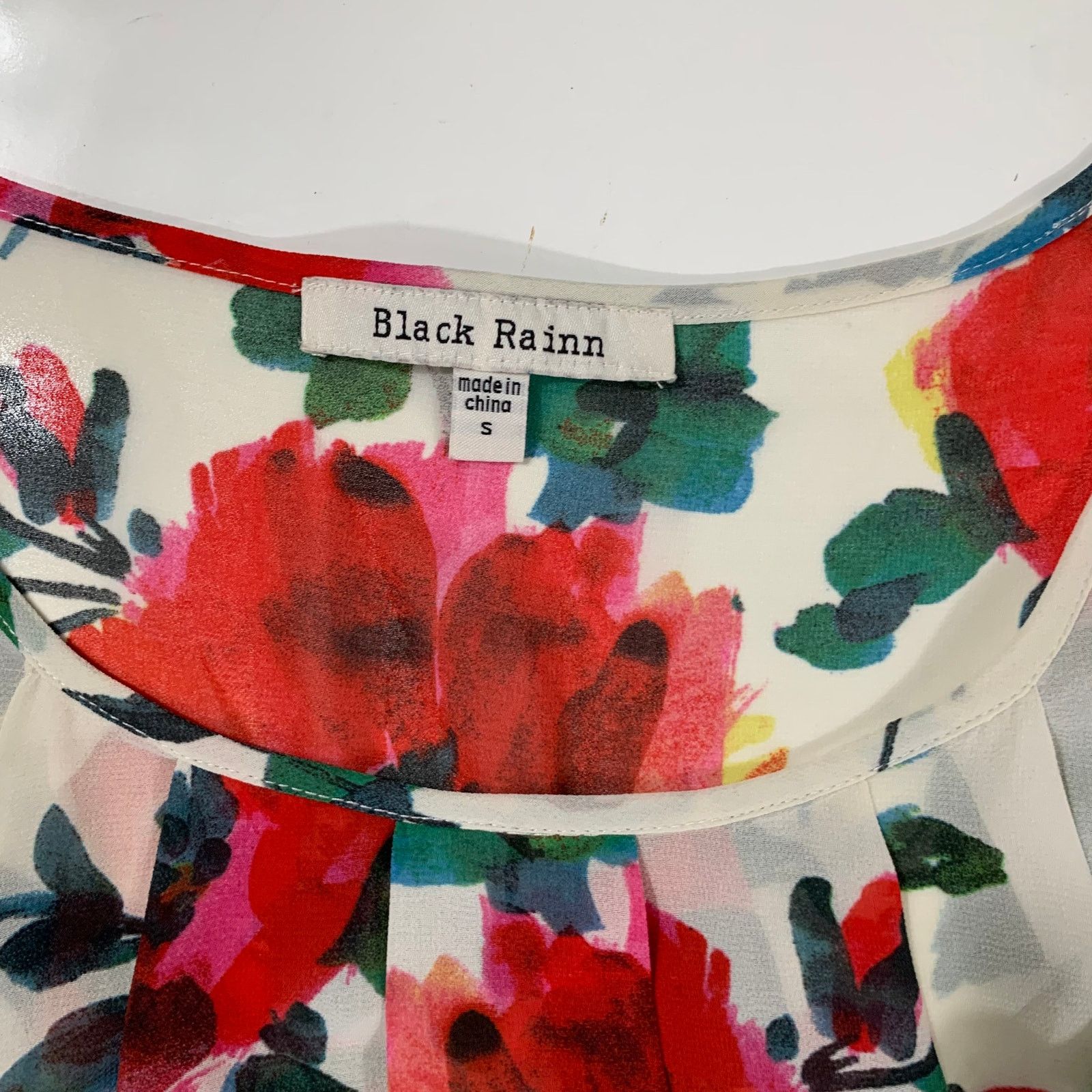 Other Black Rainn Tops Blouse White Floral Chiffon Ruffles Size S / US 4 / IT 40 - 3 Thumbnail