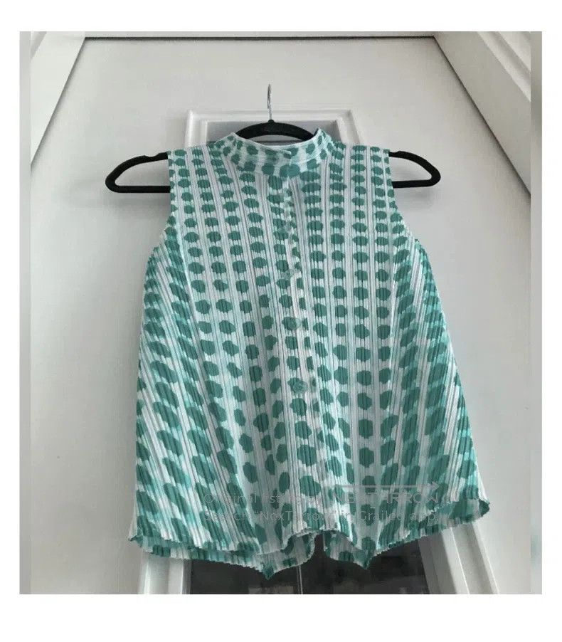 Issey Miyake Issey Miyake Polka Dot Stand Collar Sleeveless Shirt Size L / US 10 / IT 46 - 1 Thumbnail