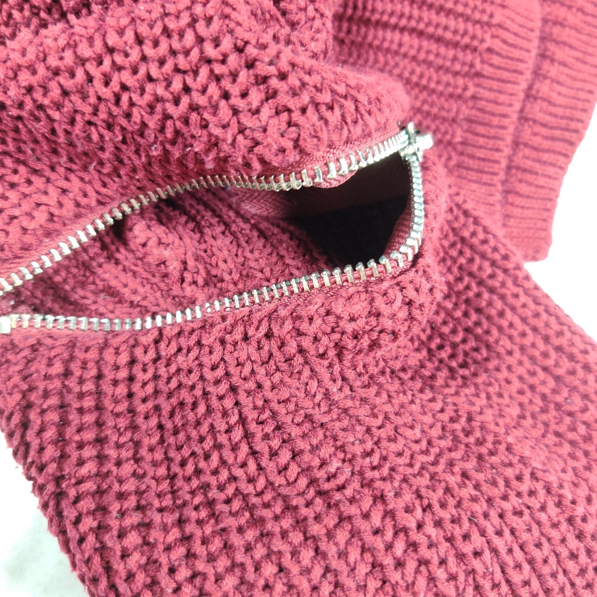 Other Millau Womens Crop Sweater M Burgundy Pullover Chunky Knit L Size M / US 6-8 / IT 42-44 - 12 Thumbnail