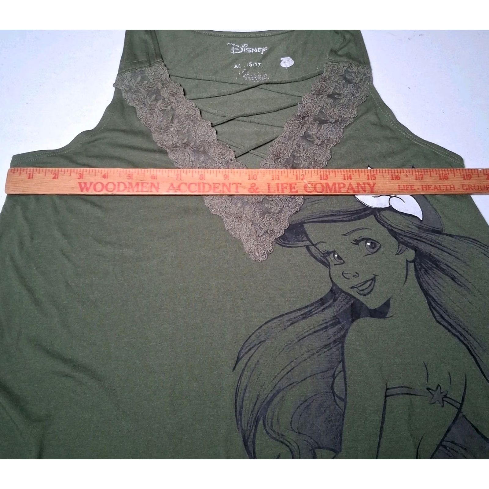 Disney Disney Little Mermaid Tank Top Juniors XL Princess Ariel Lace Trim V Neck Y2K Green Size XL / US 12-14 / IT 48-50 - 6 Thumbnail