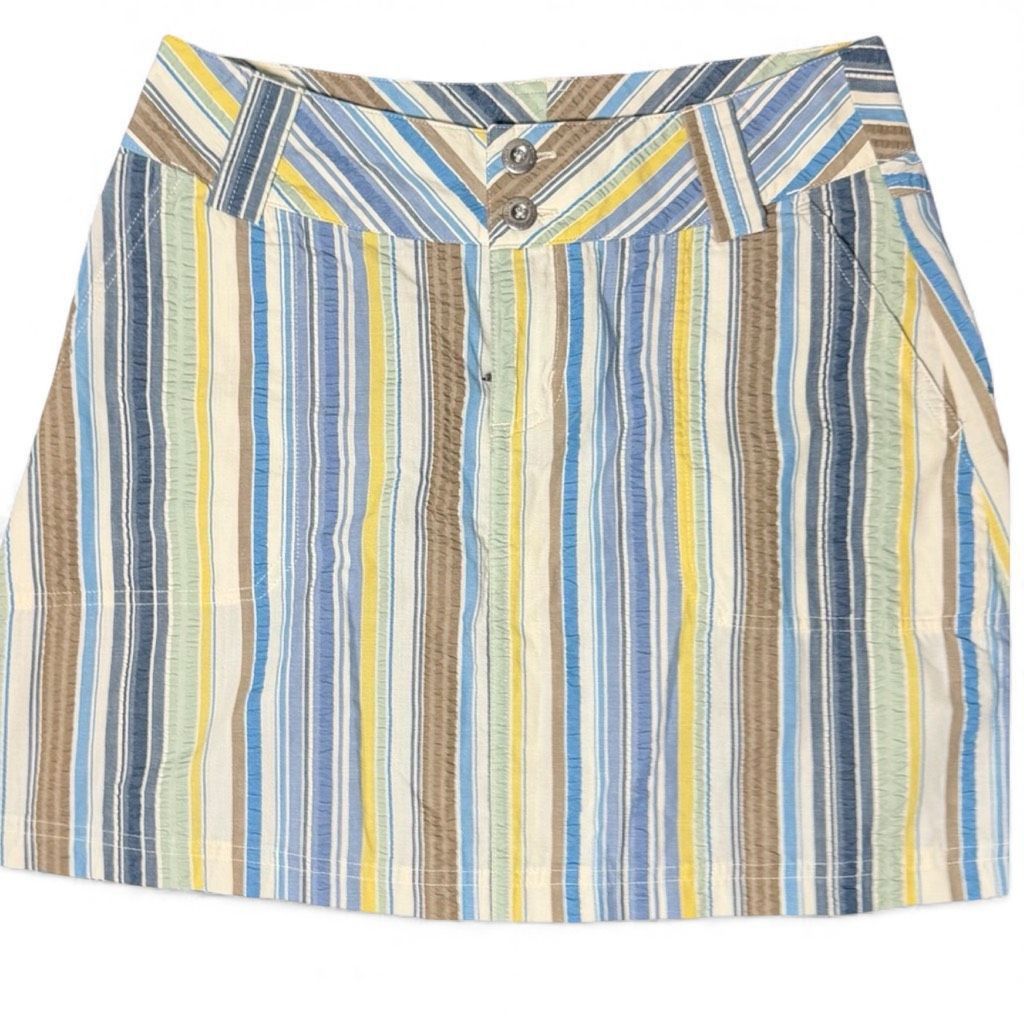 Patagonia Patagonia Women’s Striped Mini Skirt Size 2 Blue Yellow Cotton Casual Size 26" / US 2 / IT 38 - 1 Thumbnail