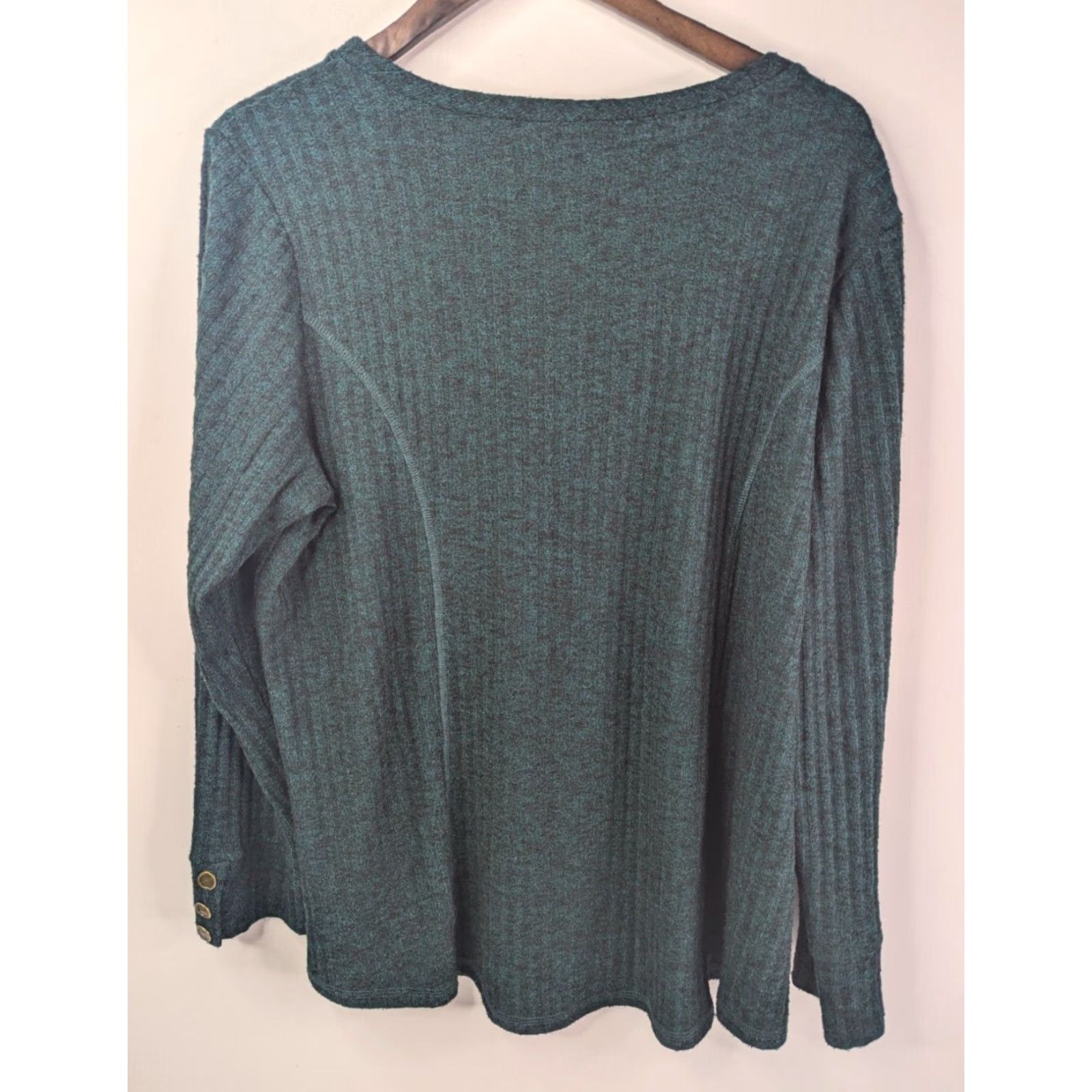 Vintage Susan Graver Women's Petite Green Sweater Rib Knit Crew Neck Tunic A544664 Size XL / US 12-14 / IT 48-50 - 4 Thumbnail