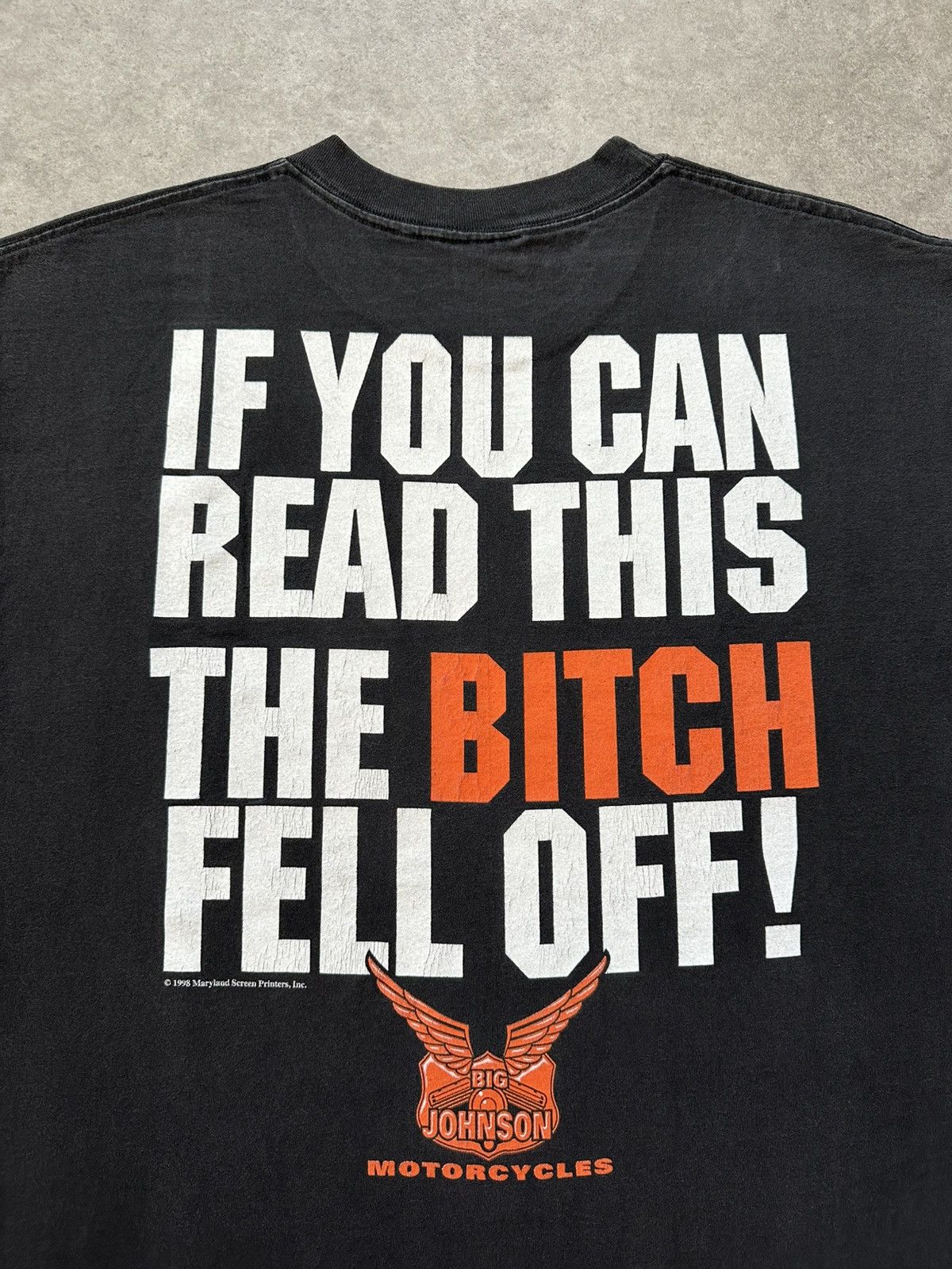Vintage Big Johnson Shirt The Bitch Fell Off 90s Faded Biker Tee Size US XL / EU 56 / 4 - 1 Thumbnail