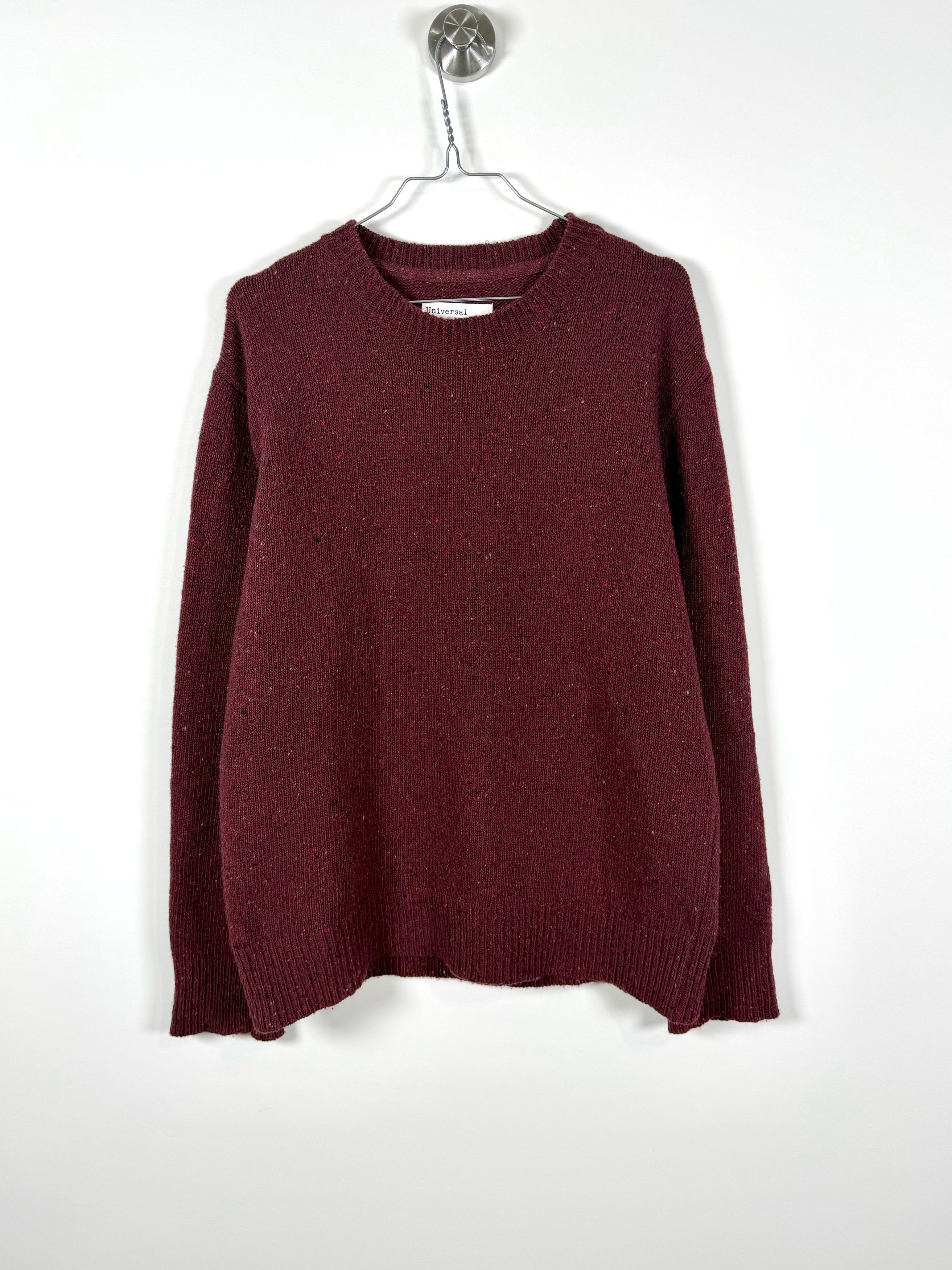 Universal Works Universal Works Burgundy Wool Crew Neck Sweater (M) Size US M / EU 48-50 / 2 - 1 Thumbnail