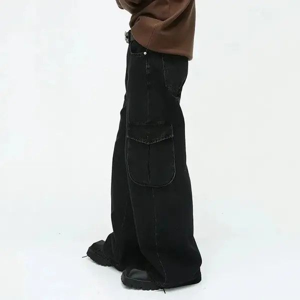 Japanese Brand Kimaya x Honji Black Cargo Baggy Denim Jeans Size US 32 / EU 48 - 6 Thumbnail