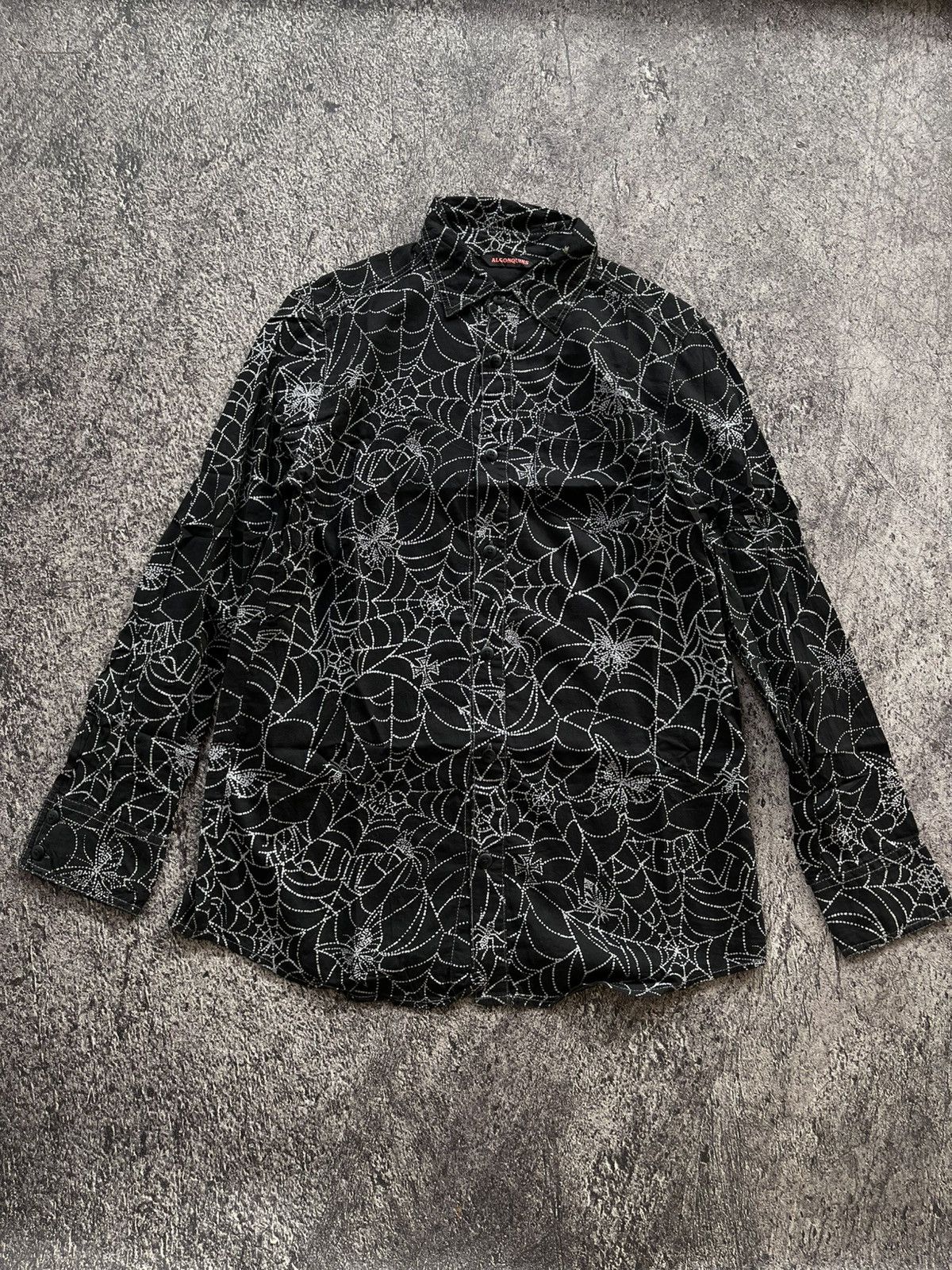 Japanese Brand Y2K Algonquins skull spider webs shirt Size US M / EU 48-50 / 2 - 1 Thumbnail