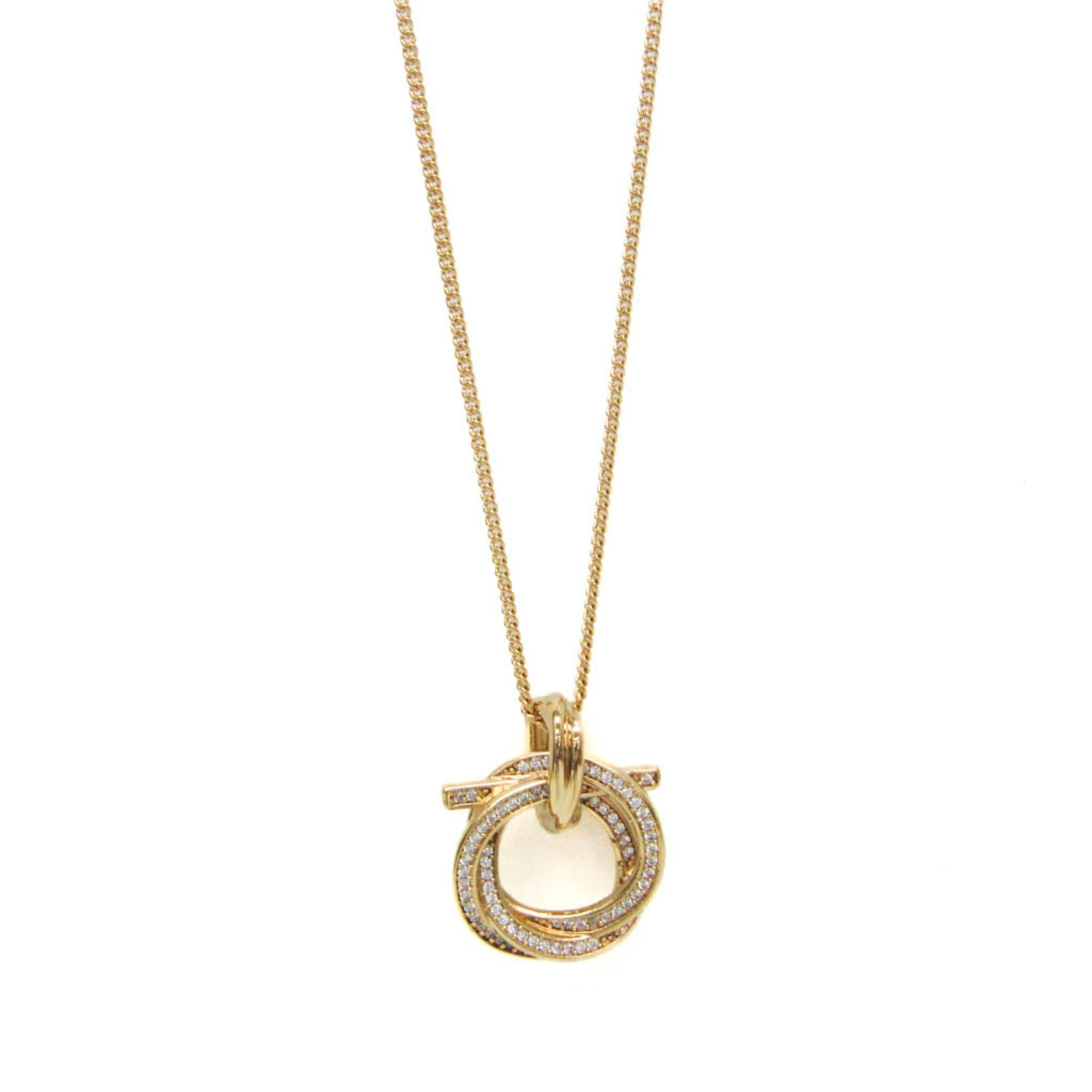 Salvatore Ferragamo Salvatore Ferragamo Gancini 760609 Gold Plating Rhinestone Women,Men Fashion Pendant Necklace (Gold) Size ONE SIZE - 1 Thumbnail