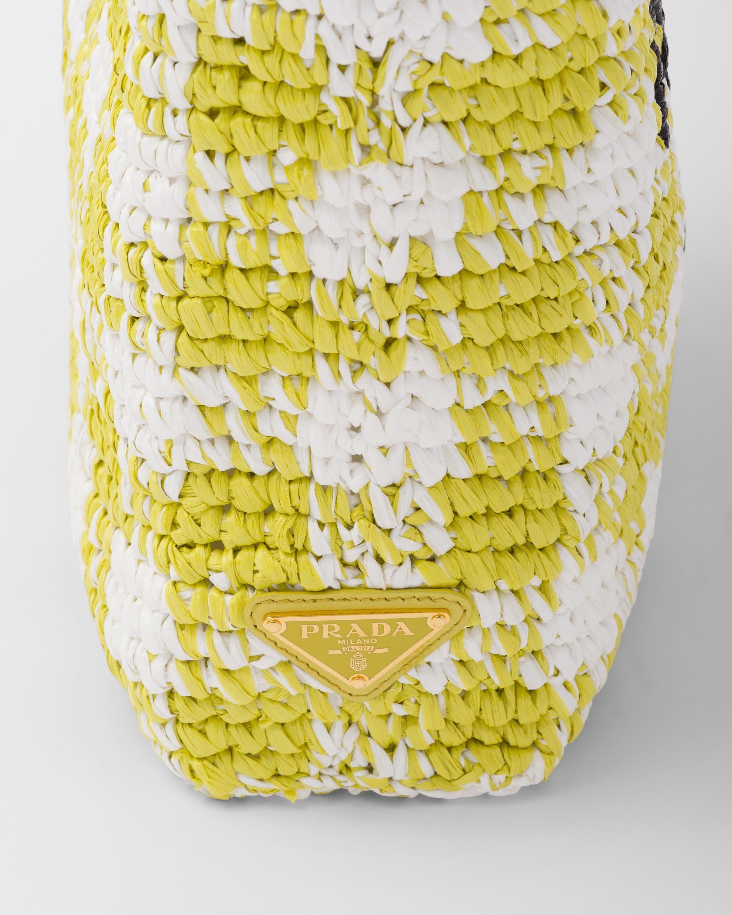 Prada o1la1rc1a0925 Size: OS / Small Crochet Tote Bag Yellow/White Size ONE SIZE - 7 Thumbnail