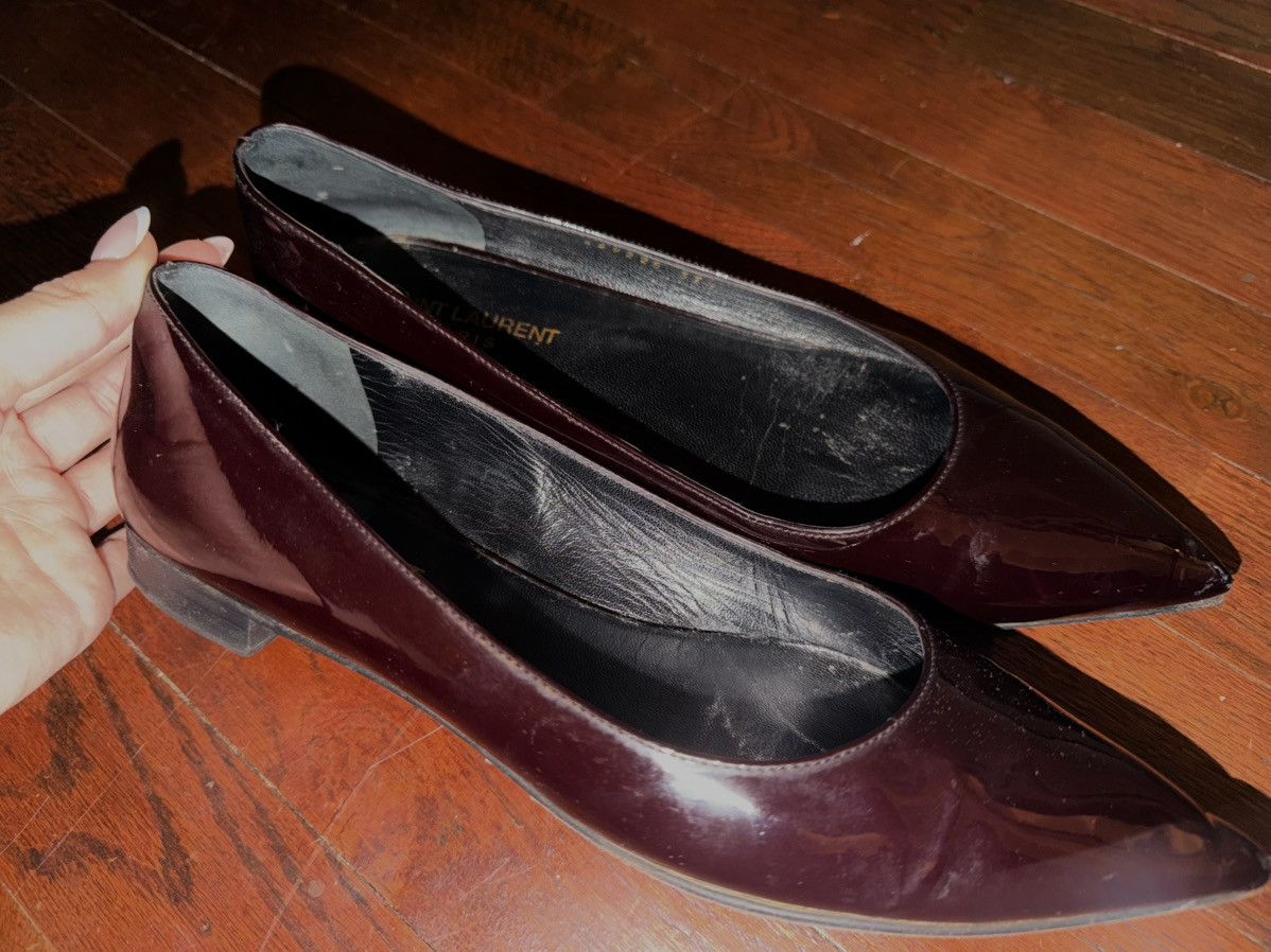 Saint Laurent Paris Burgundy Saint Laurent Pointed Flats Size US 7 / IT 37 - 1 Thumbnail