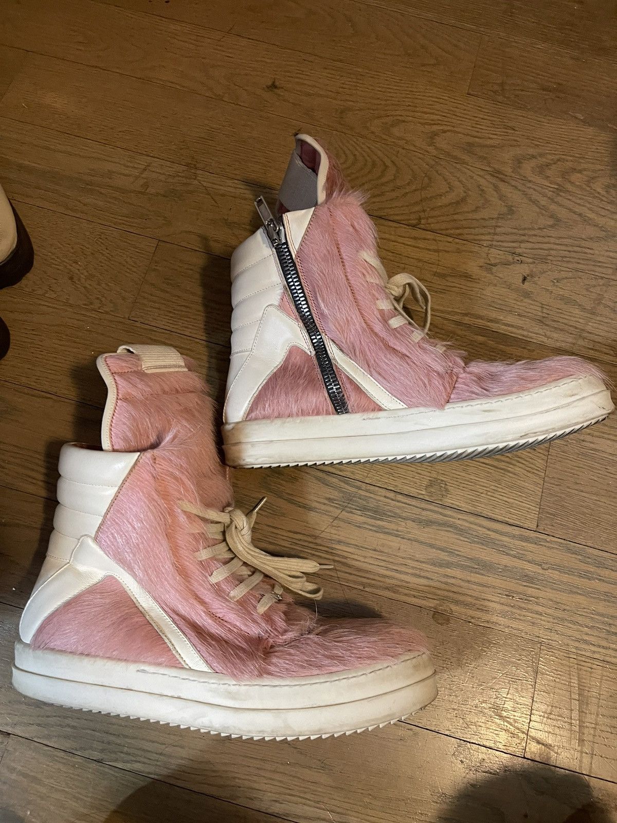 Rick Owens Dust pink pony hair rick Owens geobaskets | Grailed
