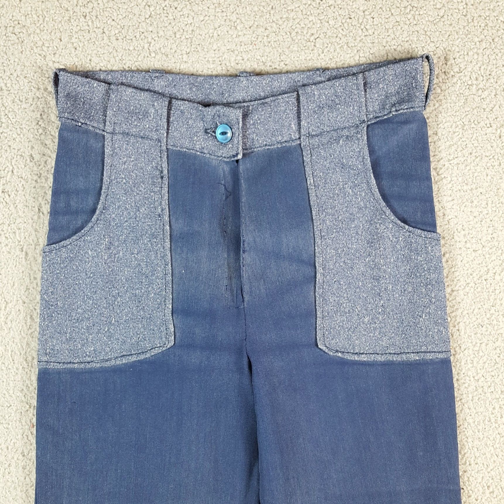 Denime Vintage 60s 70s Flared Denim Pants Women Size S Hippie Navy Deck Western Pedal Pushers Jeans Size 28" / US 6 / IT 42 - 2 Thumbnail