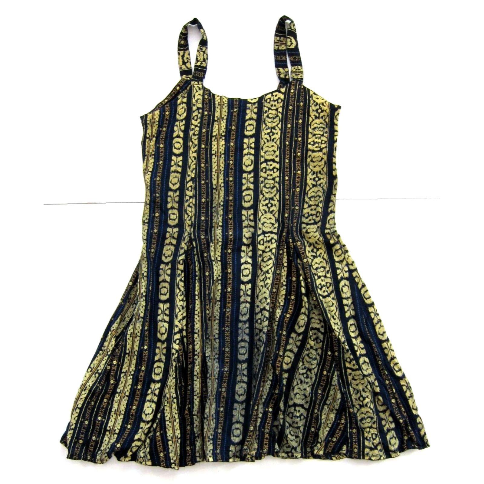 Vintage VINTAGE Sari Ayu Collection Bali 100% Cotton Black Blue Gold Tank Dress Small Sun Maxi Dress Women? Size S / US 4 / IT 40 - 2 Thumbnail