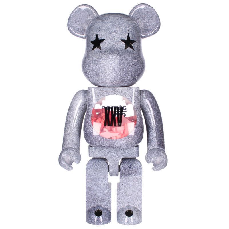 atmos Bearbrick 400% + 100% Atmos - White Chrome | Grailed