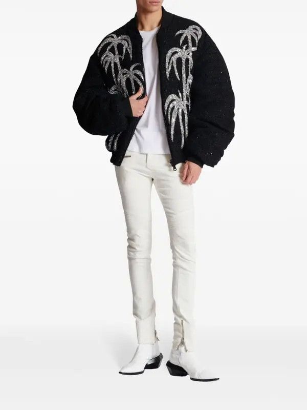 Balmain o1s1wg111025 Biker Slim Fit Mid Rise Jeans in White Size US 34 / EU 50 - 2 Thumbnail