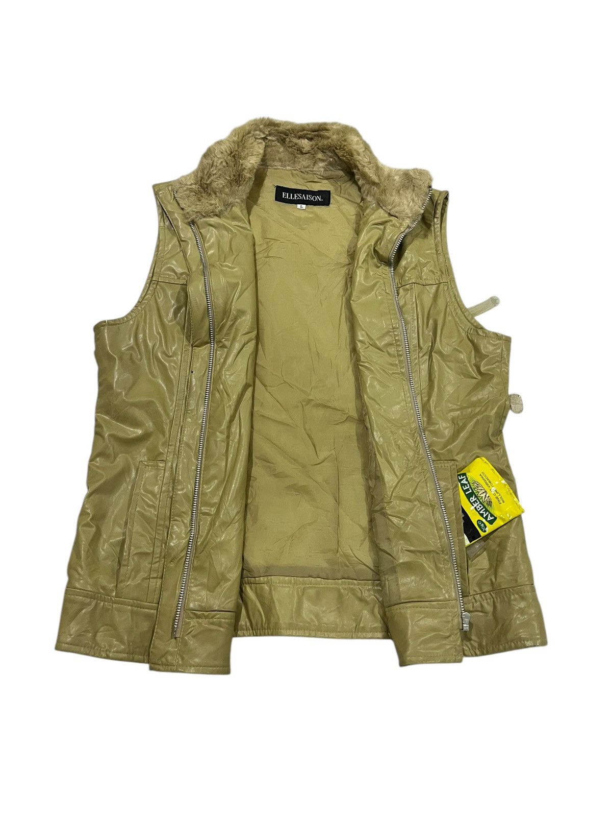 Japanese Brand × Leather Ellesaison Zipped Up Fur Leather Vest Size L / US 10 / IT 46 - 1 Thumbnail