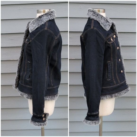 Vintage Vintage 90s y2k Finesse Bratz Blue Jean Denim Faux Fur Colla Size M / US 6-8 / IT 42-44 - 2 Thumbnail