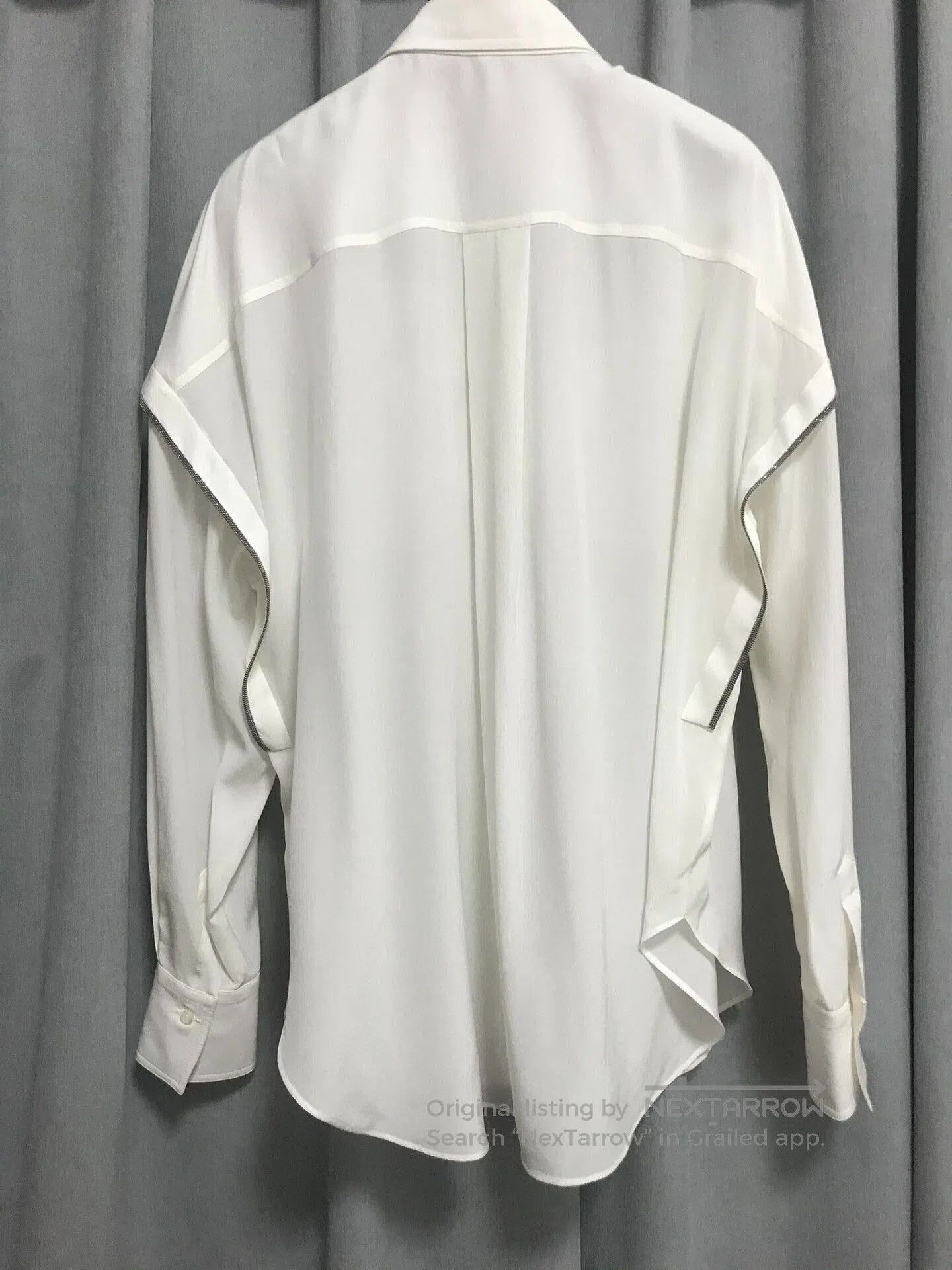 Brunello Cucinelli Brunello Cucinelli Silk Beaded Batwing Shirt. Size US M / EU 48-50 / 2 - 2 Thumbnail