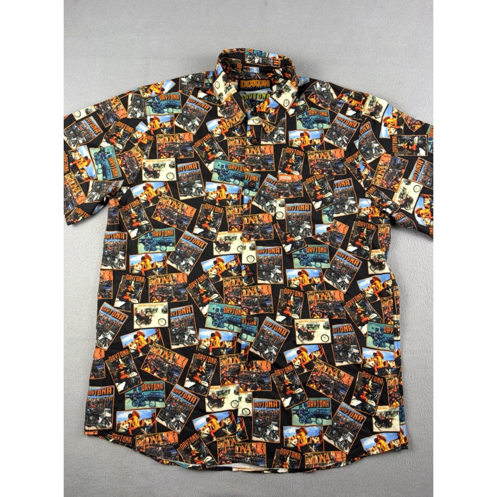 Vintage Dixxon Shirt Mens Large Black Orange Daytona V Twin Visionary Party Performance Size US L / EU 52-54 / 3 - 2 Thumbnail