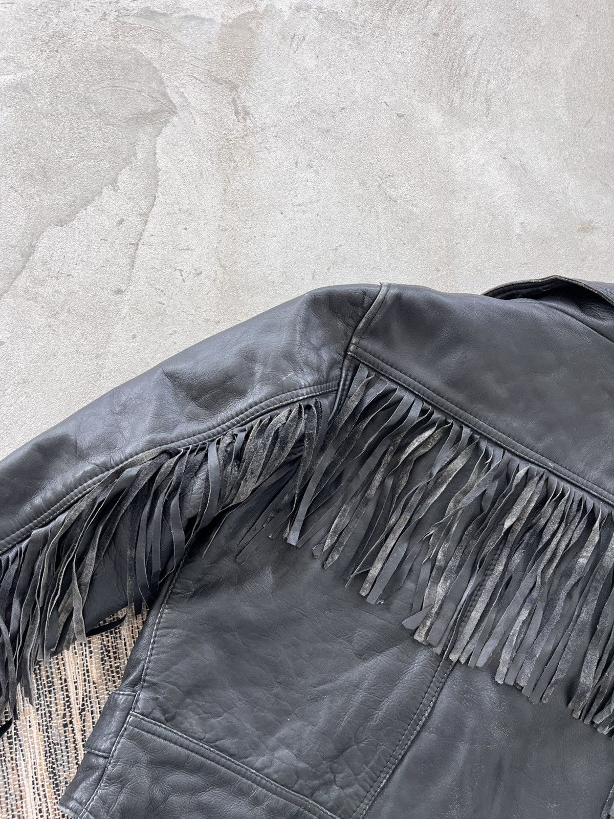 Genuine Leather Vintage Leather Biker Jacket Black Cowboy Western Style Y2K Size S / US 4 / IT 40 - 14 Thumbnail