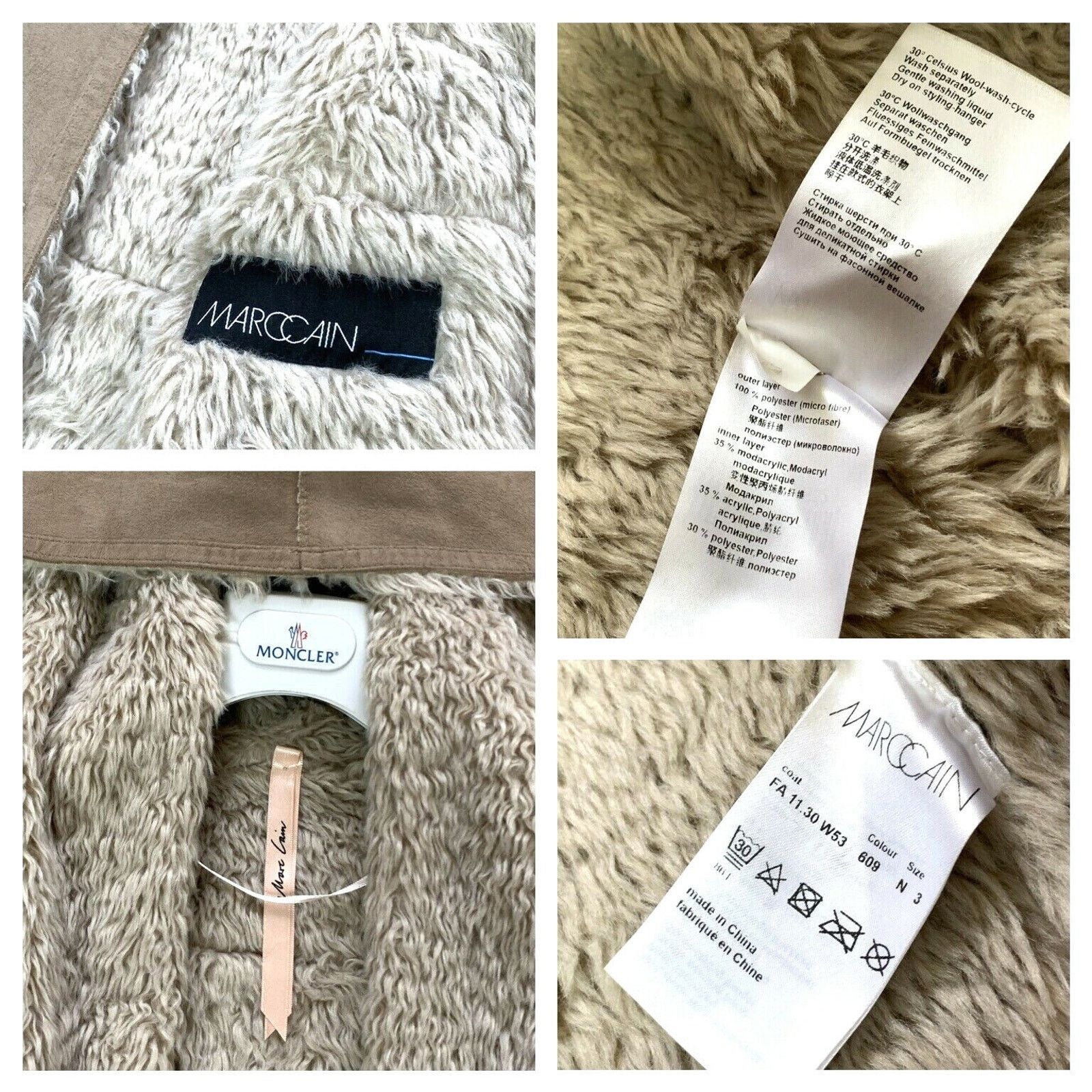 Other Womens MARCCAIN Faux Shearling Fur Coat Jacket N3 UK 12 40 M Size M / US 6-8 / IT 42-44 - 12 Thumbnail