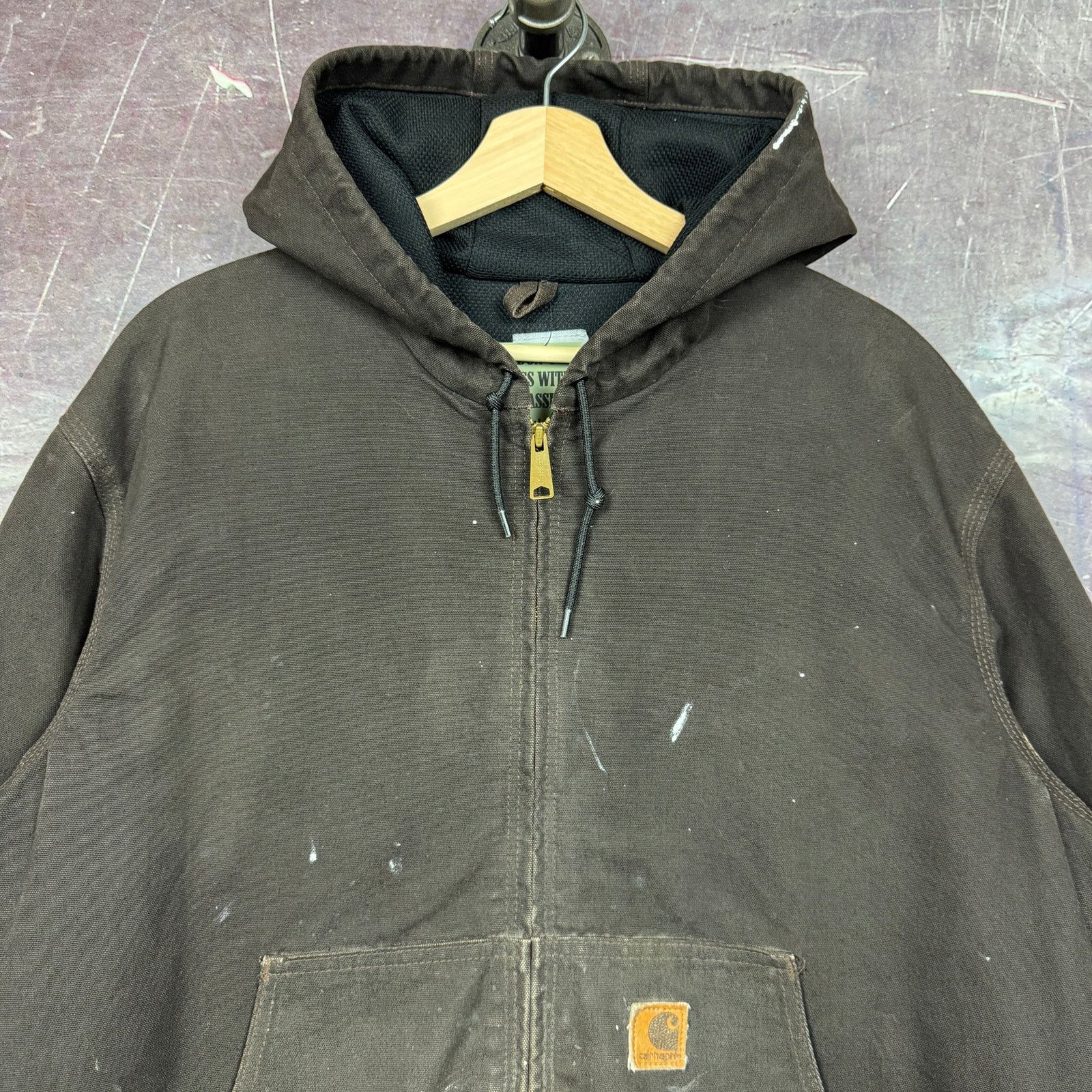 Carhartt × Vintage 90s Mocha Brown Painter Carhartt Hooded Work Jacket XL 2385 Size US XL / EU 56 / 4 - 5 Thumbnail