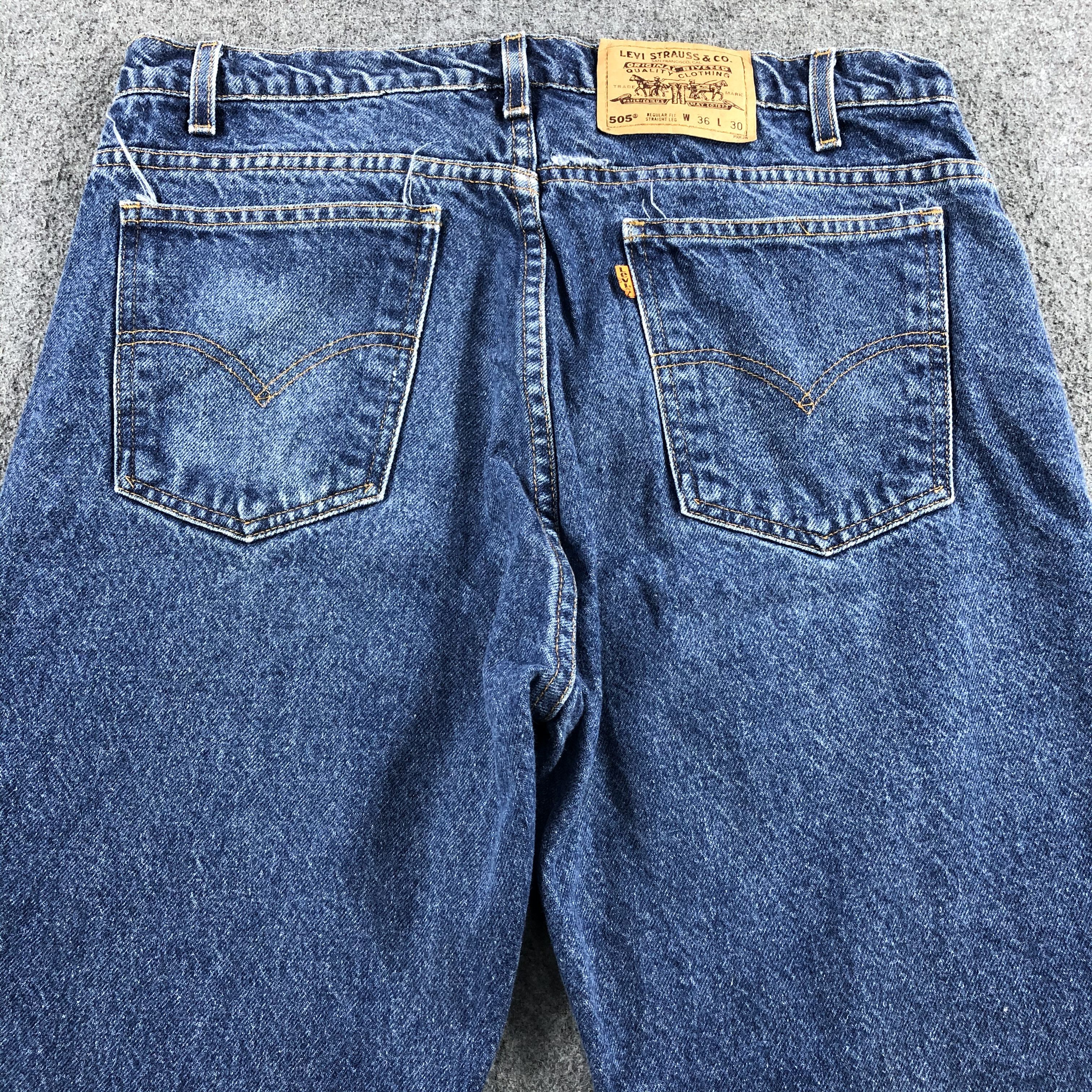 Levi's Vintage 90s Blue Wash Levis 505 Orange Tab Jeans-J2107 Size US 34 / EU 50 - 4 Thumbnail