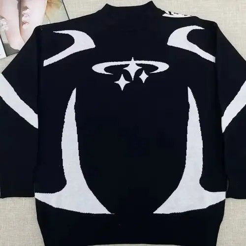 Japanese Brand Y2K Star Pattern Sweater Winter Warm Fleece Retro Aesthetic Size US M / EU 48-50 / 2 - 6 Thumbnail