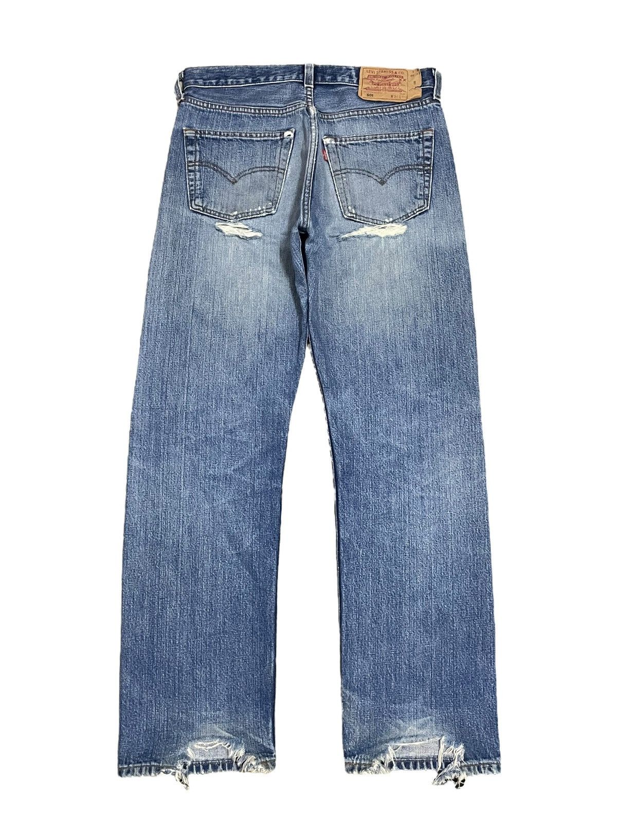 Levi's Vintage Levi’s 501 Button Fly Distressed BlueWash Jeans #C01 Size US 31 - 8 Thumbnail