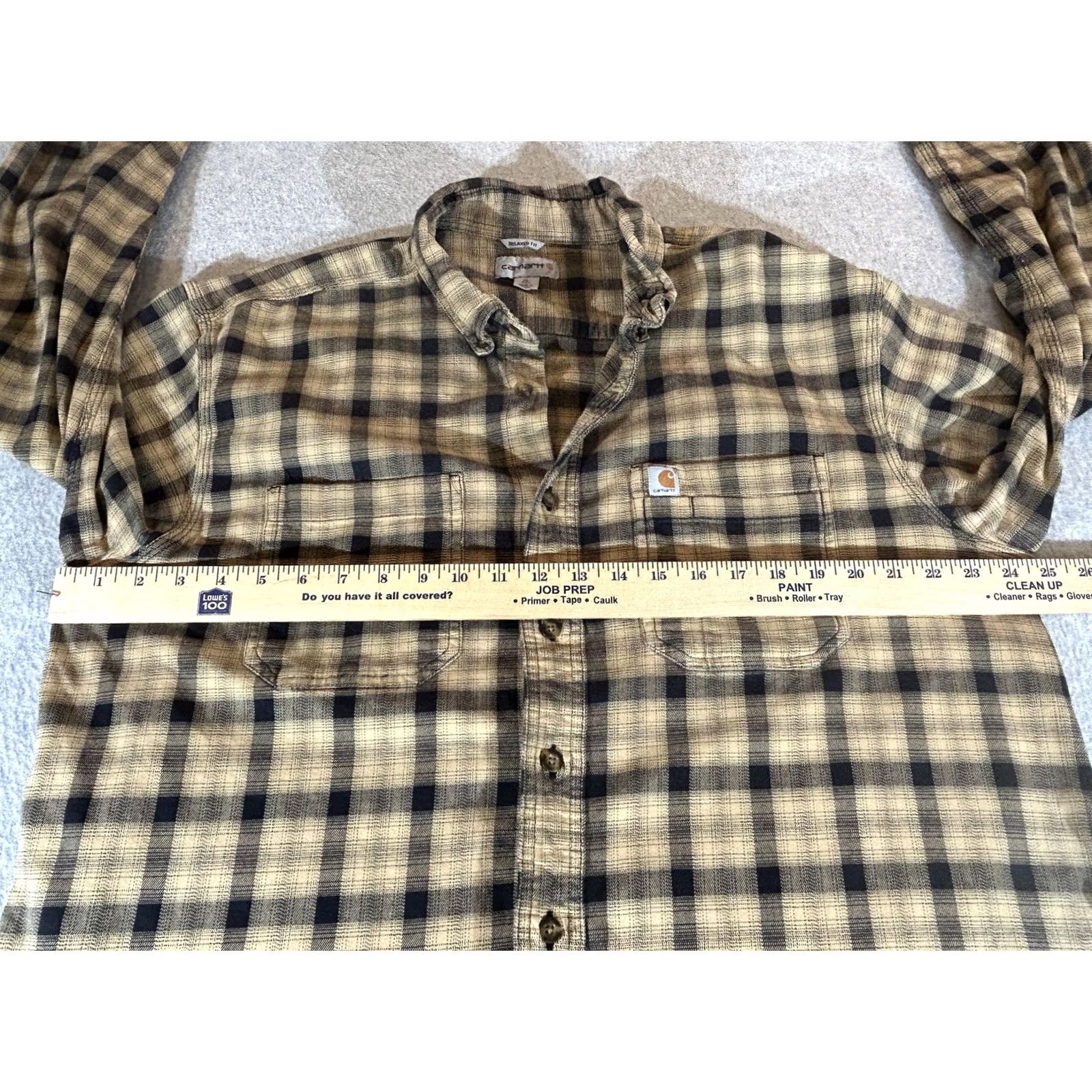 Carhartt Carhartt Flannel Shirt Mens XL Tall Brown Plaid Relaxed Fit Stretch Workwear XLT Size US XL / EU 56 / 4 - 6 Thumbnail