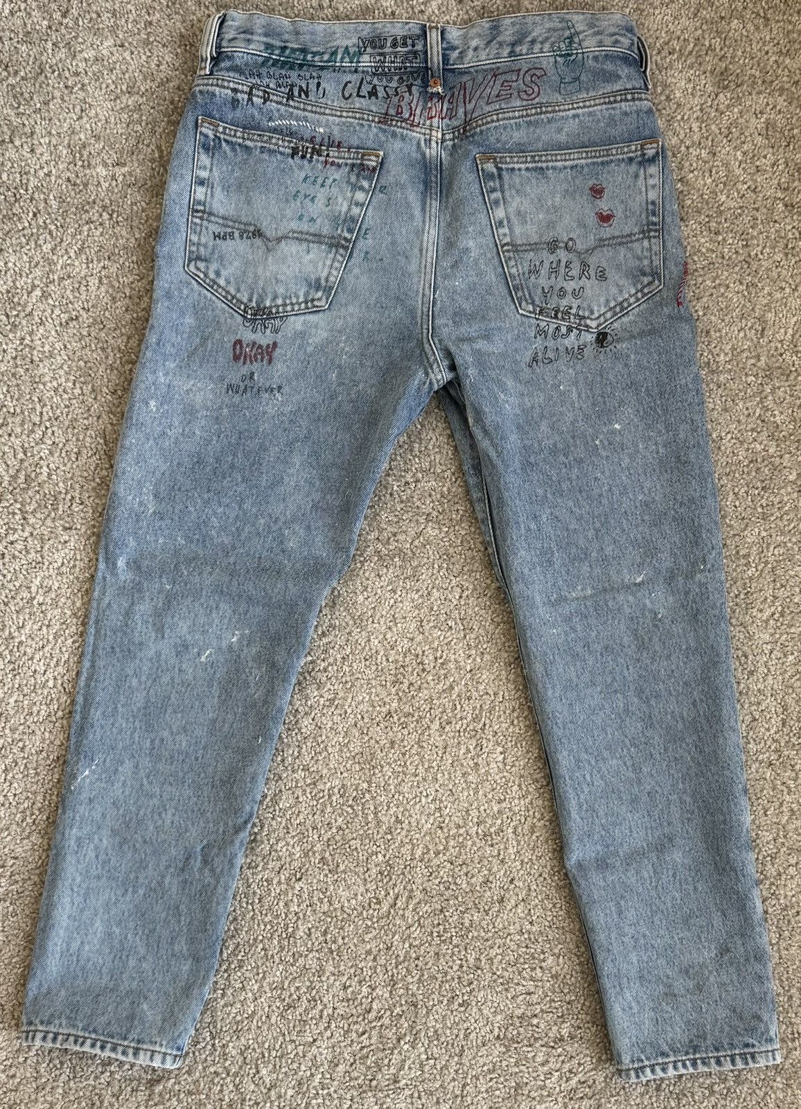 Diesel Diesel Straight Leg Scribble Denim Size US 31 - 2 Thumbnail