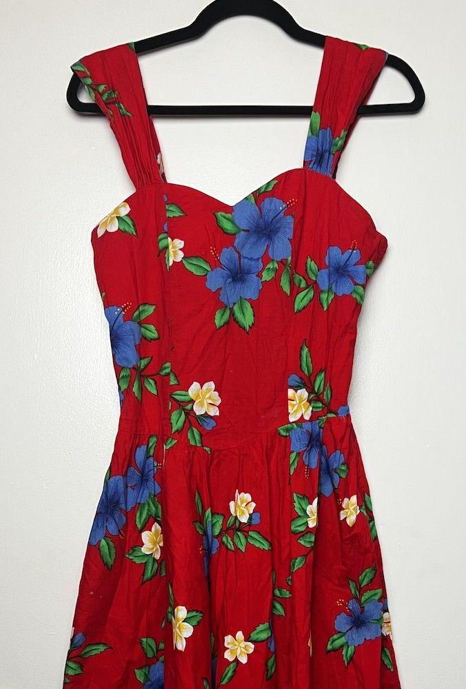 Vintage Vintage 1980’s Royal Creations Red Hawaiian Floral Dress Size M / US 6-8 / IT 42-44 - 10 Thumbnail