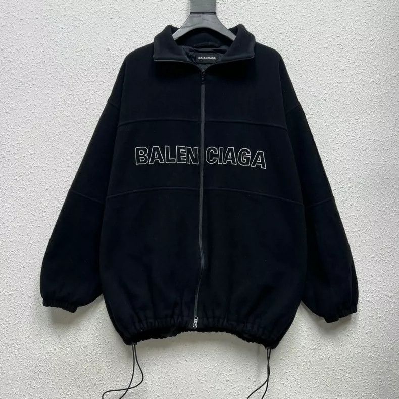 Balenciaga Balenciaga Logo Slogan Thick Cashmere Cotton Fleece Jacket Size US S / EU 44-46 / 1 - 1 Thumbnail